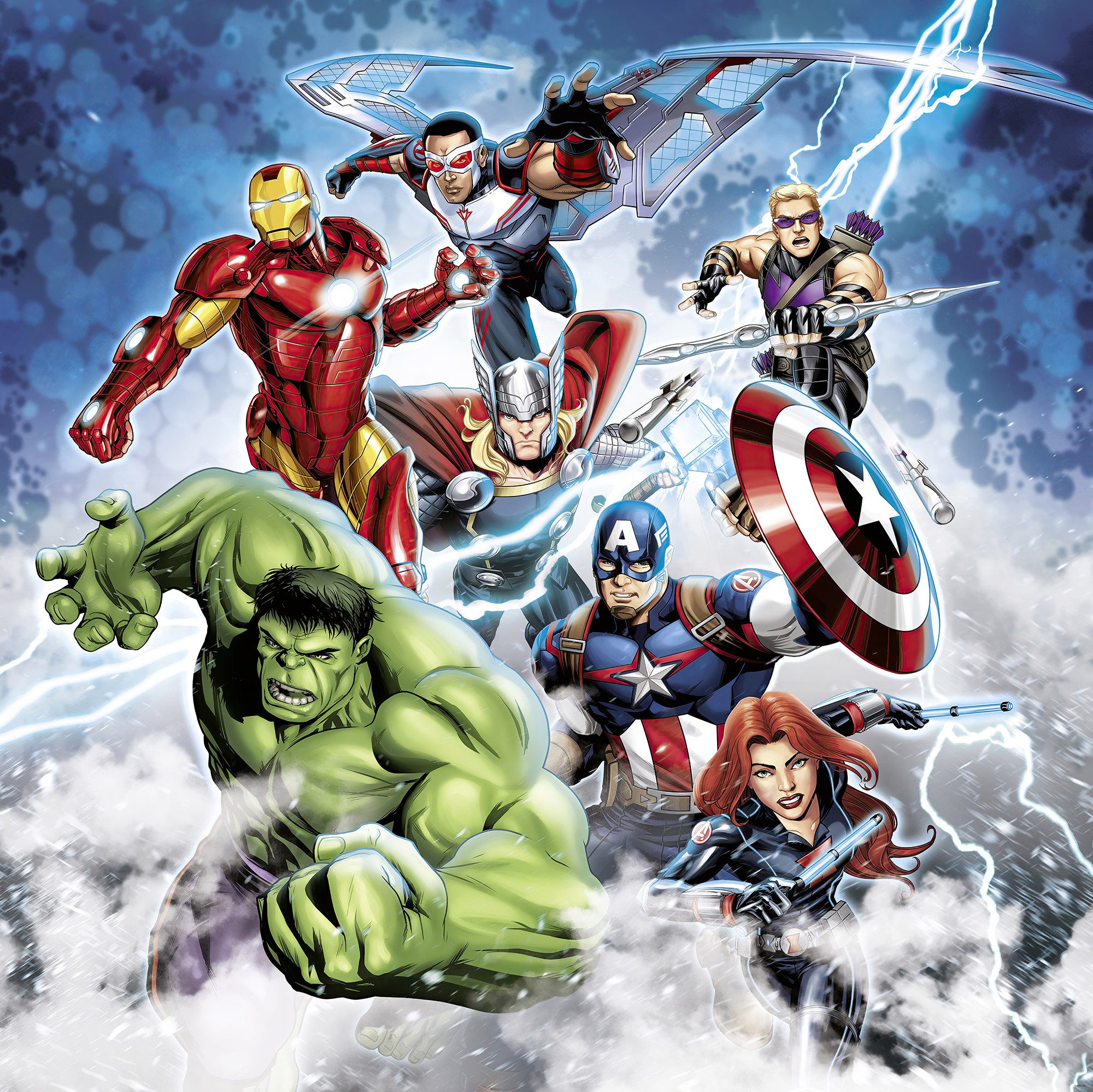 Komar Kindertapete Marvel Avengers Mighty Team, glatt, bedruckt, (Packung, 1 St)