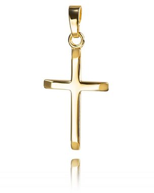 JEVELION Kreuzkette Kreuzanhänger 333 Gold - Made in Germany (Goldkreuz, für Damen und Herren), Mit Kette vergoldet- Länge wählbar 36 - 70 cm oder ohne Kette.