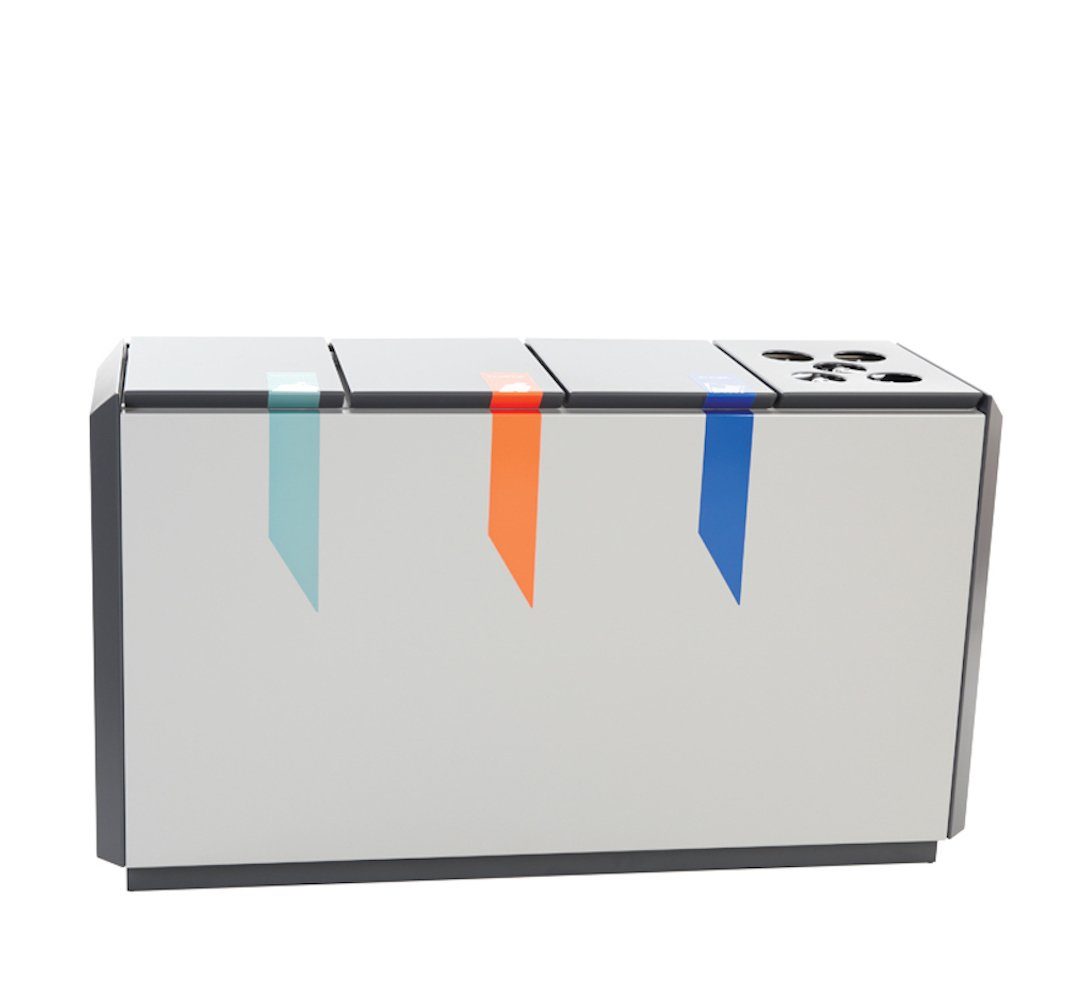 Mülleimer RecycloStar 4 Becher, 220 Liter, HxBxT 74,5x130x45,3cm, Grau