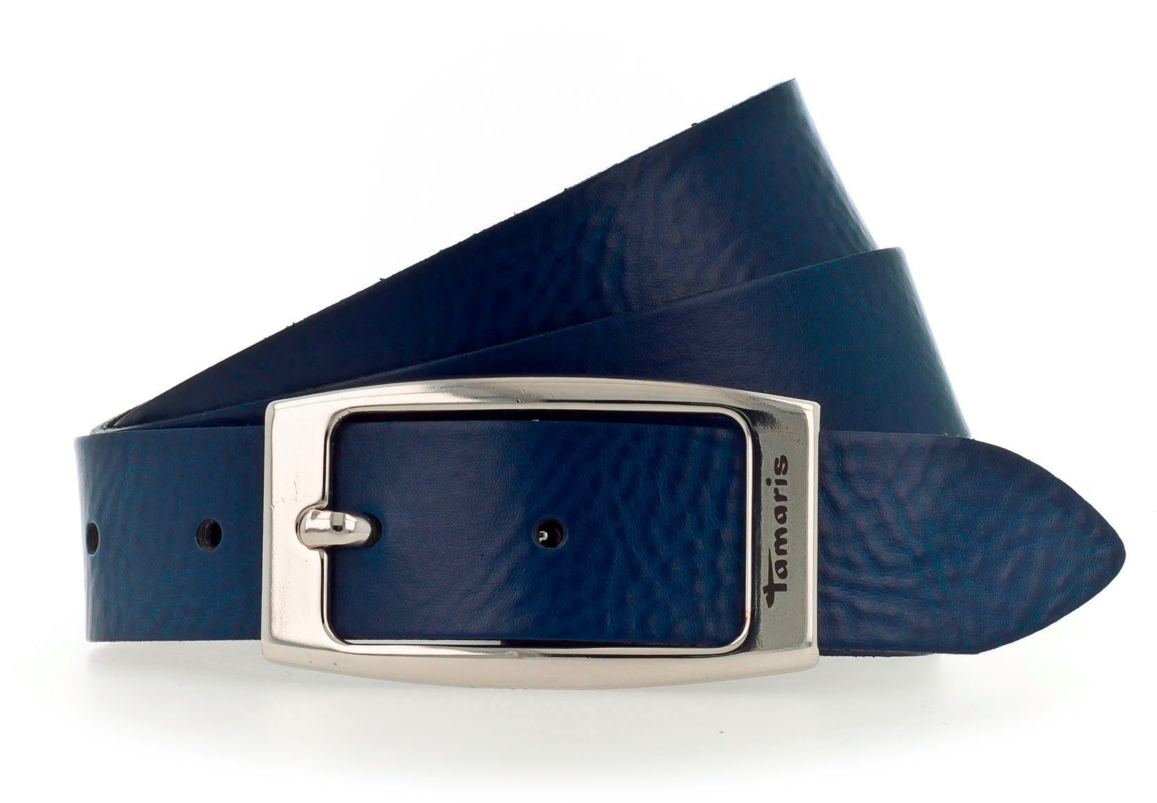 Tamaris Ledergürtel mit glänzender Schließe blau | Gürtel