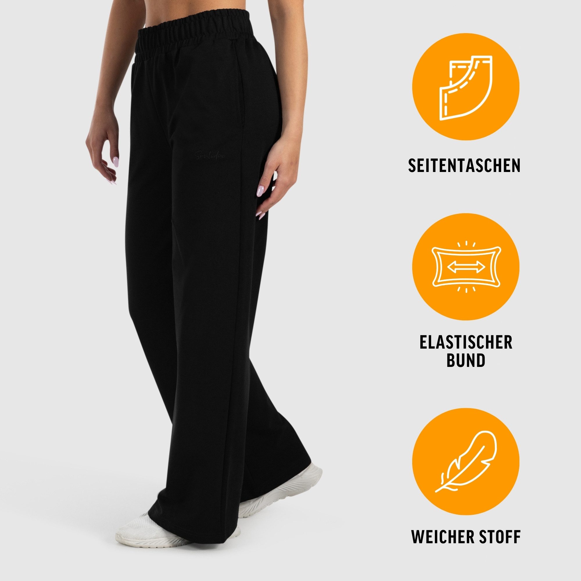 Smilodox Jogginghose Kanya, Baumwollhose, Baggy Fit, Weites Bein für Gym & günstig online kaufen