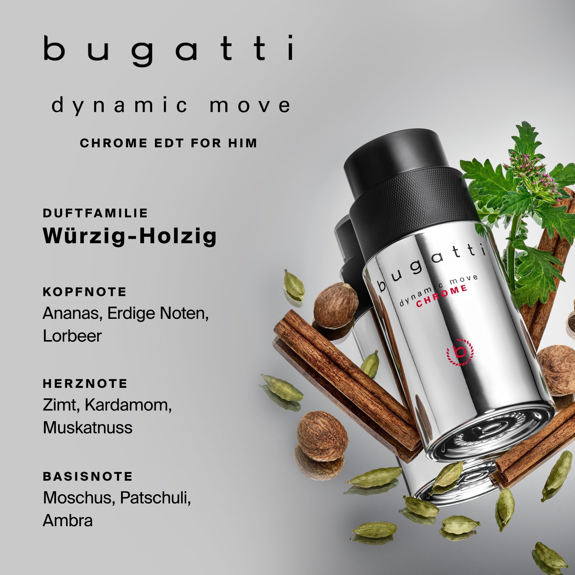 bugatti Eau de Toilette DYNAMIC MOVE CHROME FOR HIM EDT 100ml