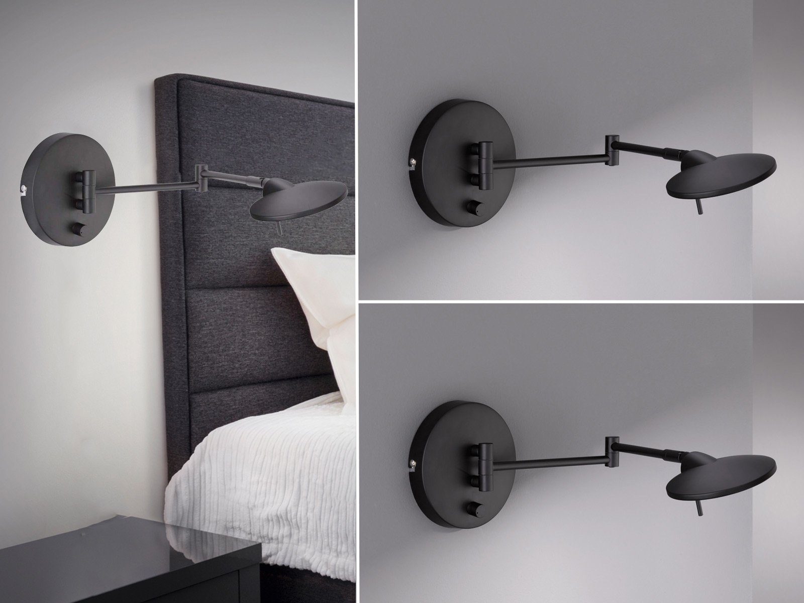 TRIO Leuchten LED Leselampe, Dimmfunktion, LED fest integriert, Warmweiß, 2er Set groß innen mit Schalter und Stecker Leselampe verstellbar Bett