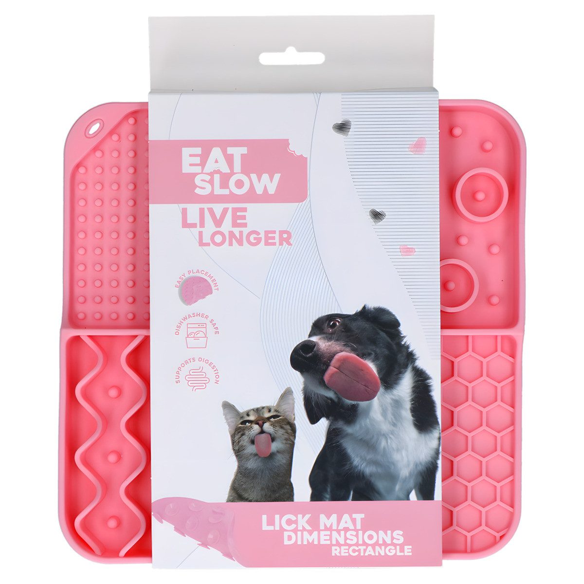 EAT SLOW LIVE LONGER Antischlingnapf Leckmatte mit tiefen Fächern rosa