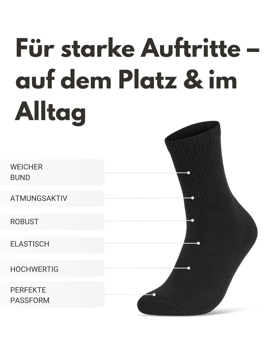 sockenkauf24 Tennissocken Herren Sportsocken Premium Retro Crew Socken mit Komfortbund (6-Paar) verstärkte Ferse & Fußspitze, gepolsterte Sohle, gekämmte Baumwolle