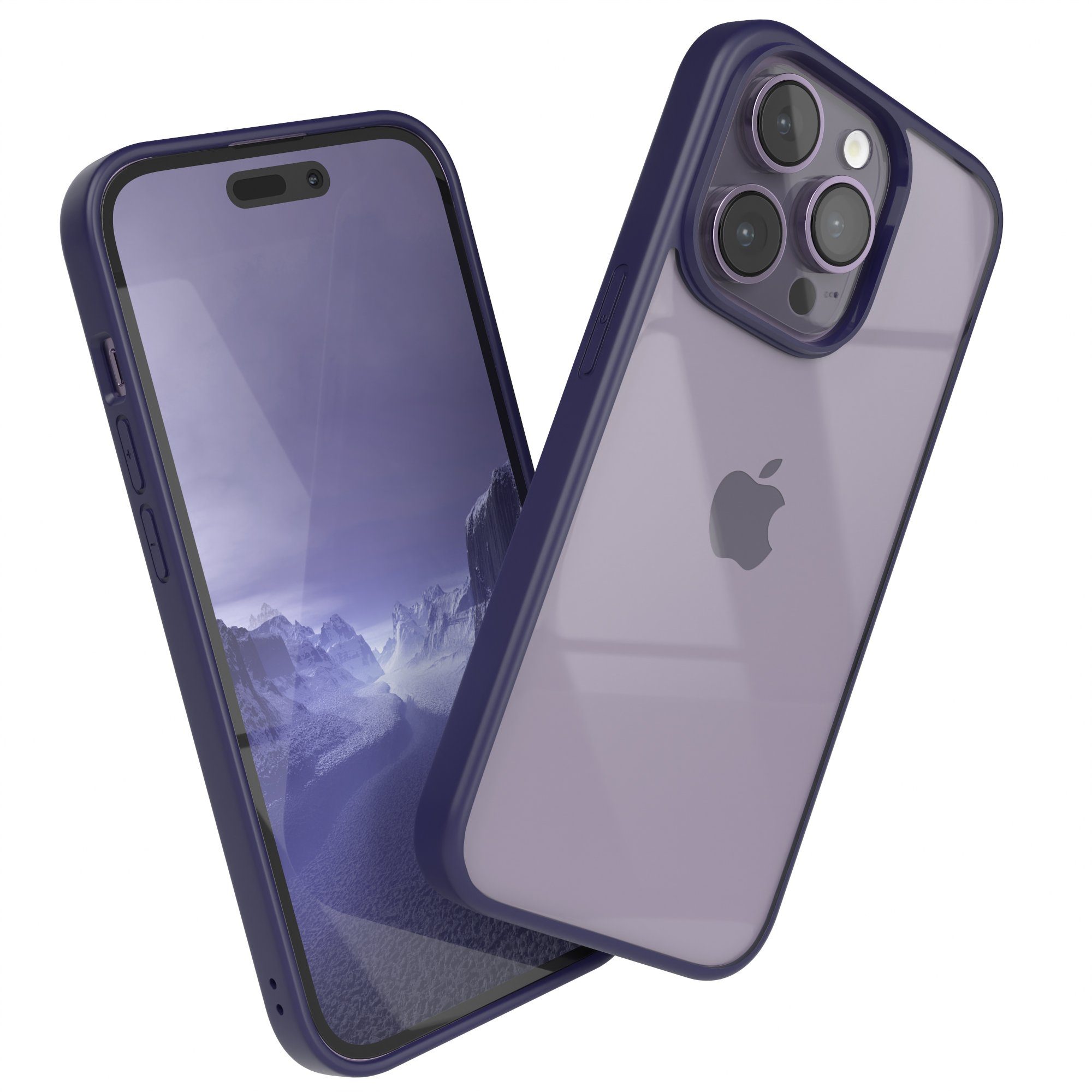 EAZY CASE Handyhülle Bumper Case für Apple iPhone 14 Pro 6,1 Zoll, Schutzhülle kratzfest Slim Cover Transparent Hybrid Handyhülle Lila