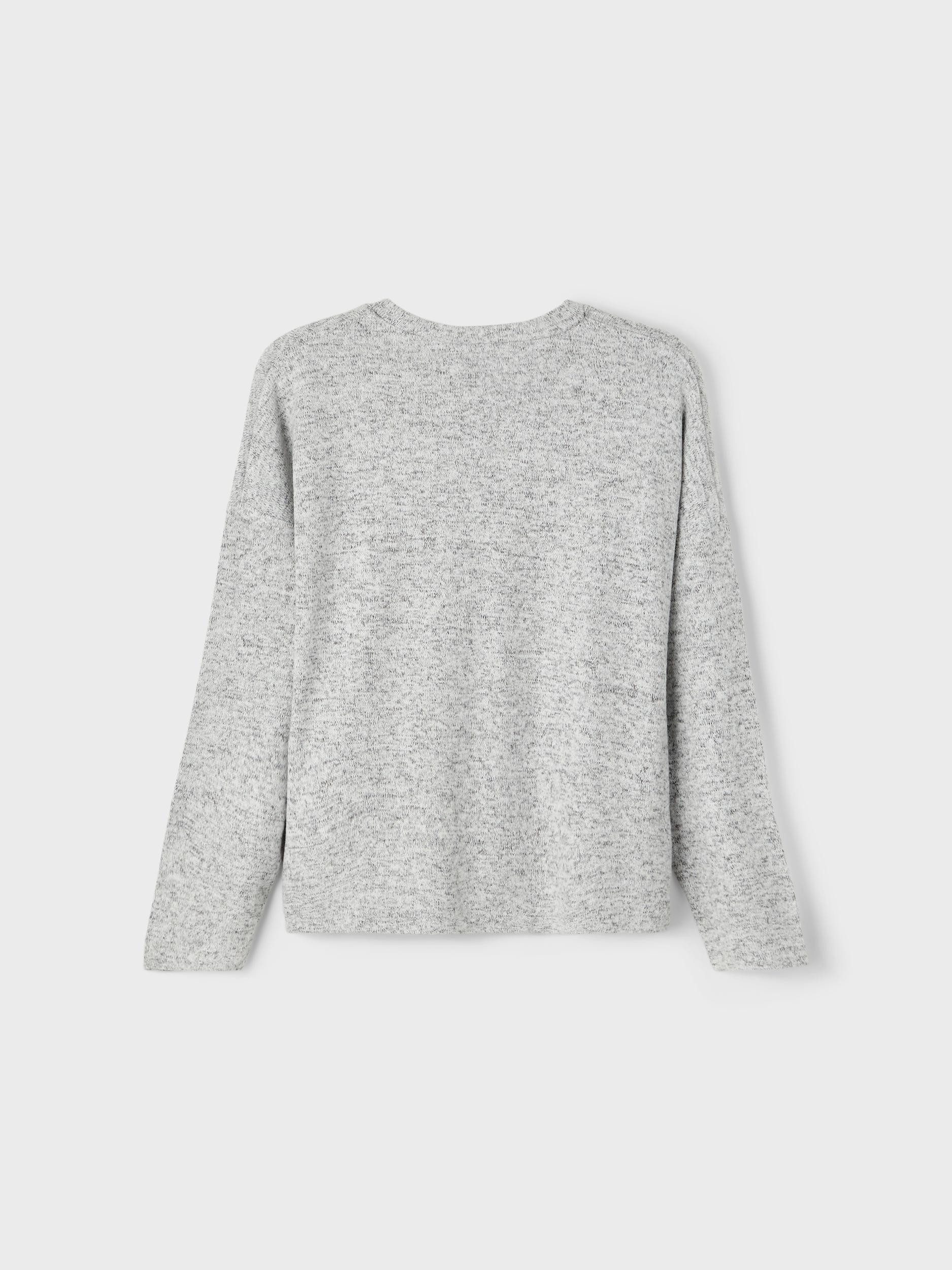 Name It Rundhalspullover Name It Mädchen Stick-Pullover mit langen Ärmeln Grey Melange-116