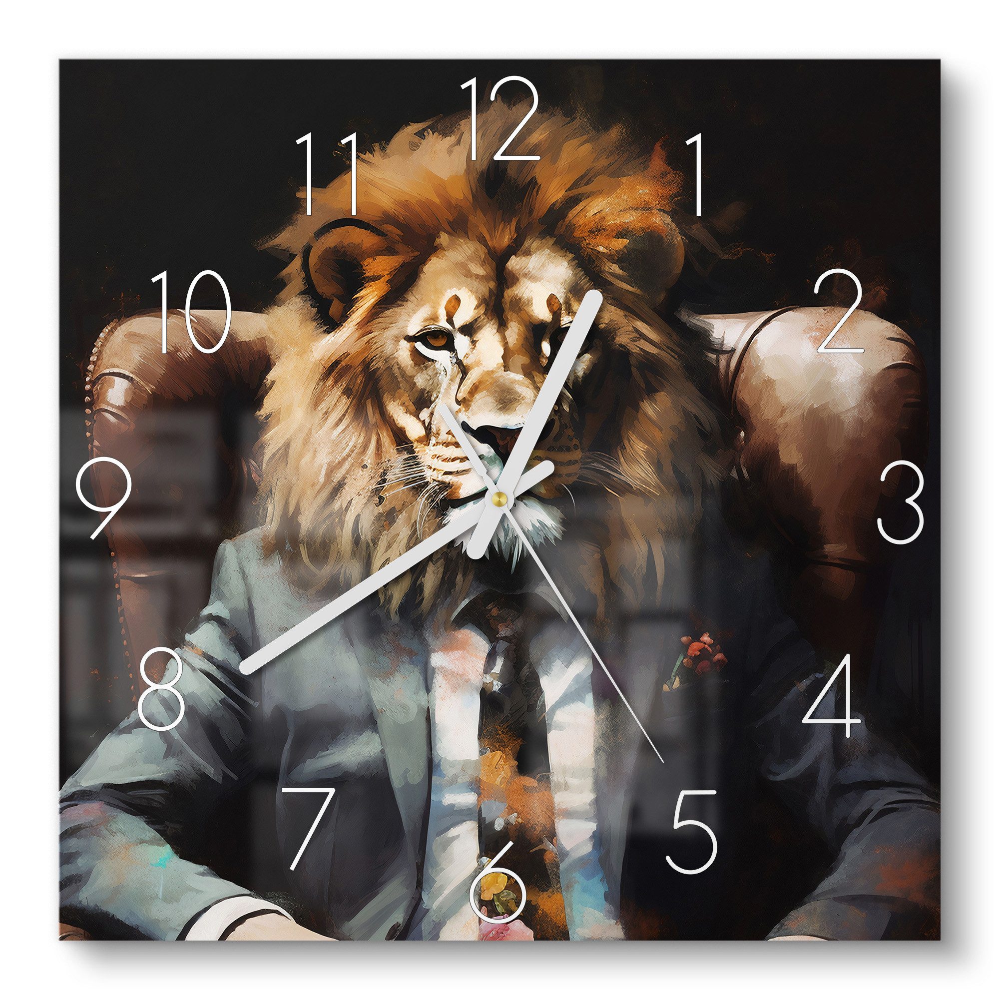 DEQOART Wanduhr 'Business Brüllen' (Glas Glasuhr modern Wand Uhr Design Küchenuhr)