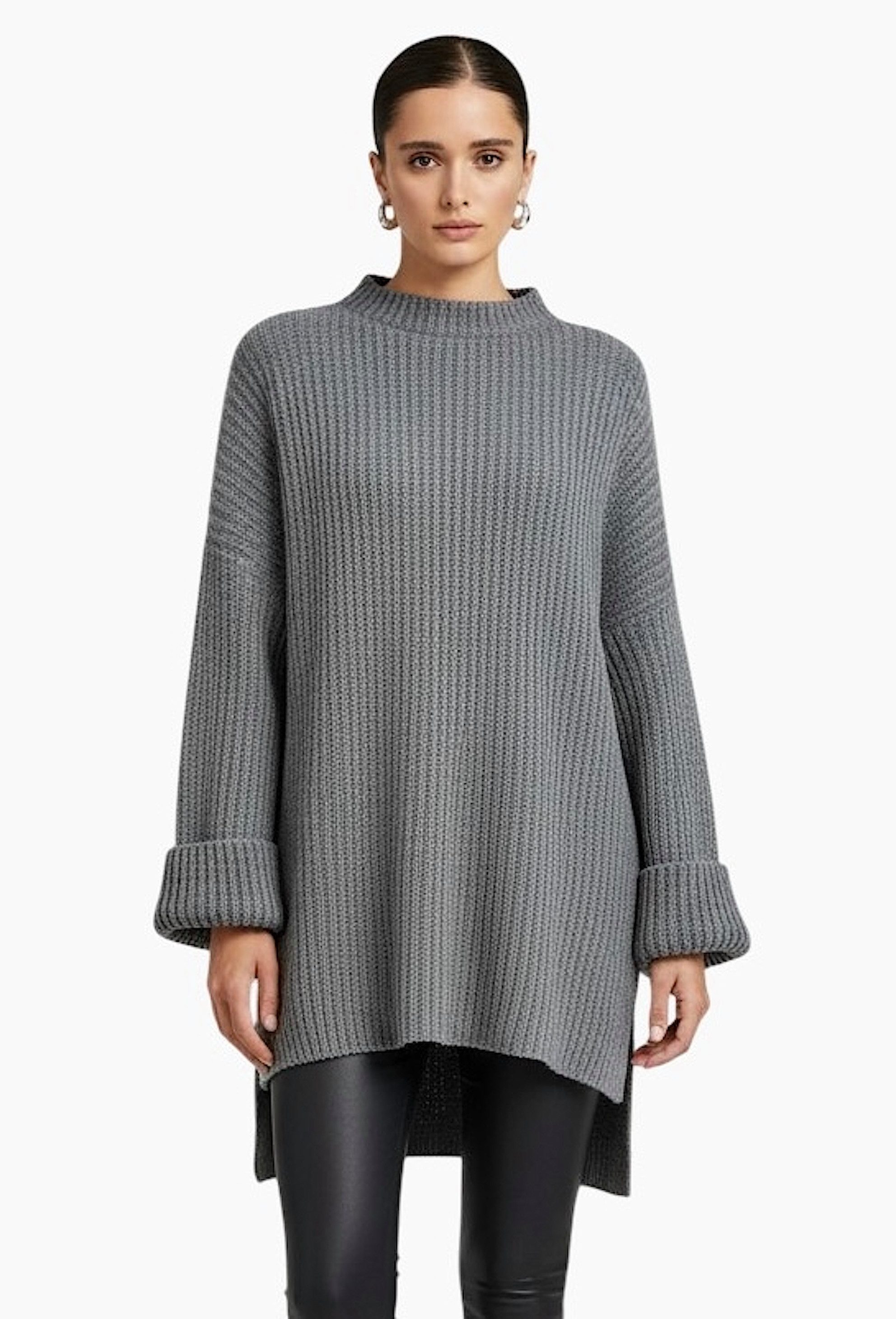 Worldclassca Longpullover WORLDCLASSCA Damen Oversize Strickpulllover Lang Pulli Oberteil Neue Kollektion - Stilvolle und gemütliche Strickmode für Damen