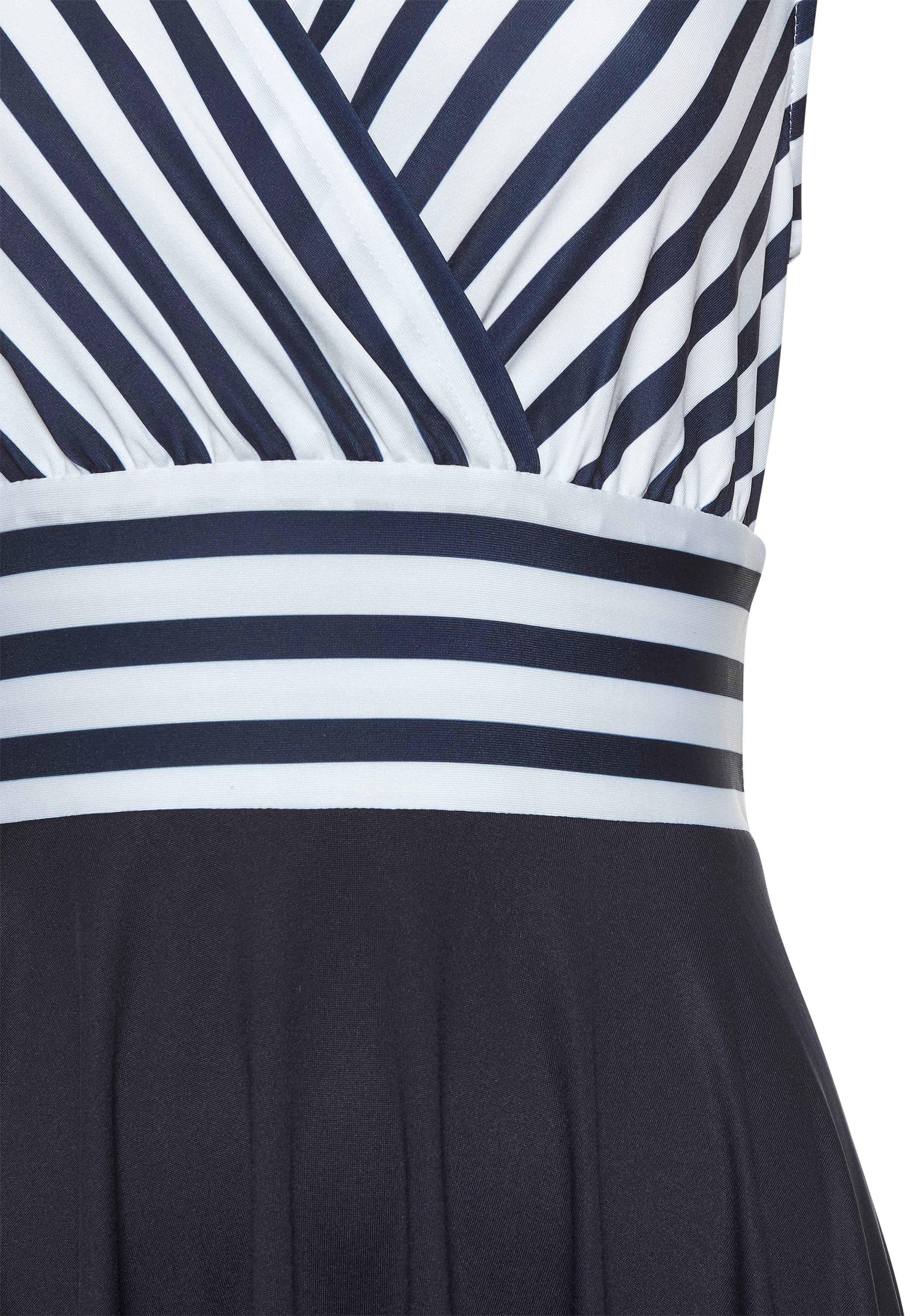LASCANA Sommerkleid in Wickeloptik, Strandkleid, maritim
