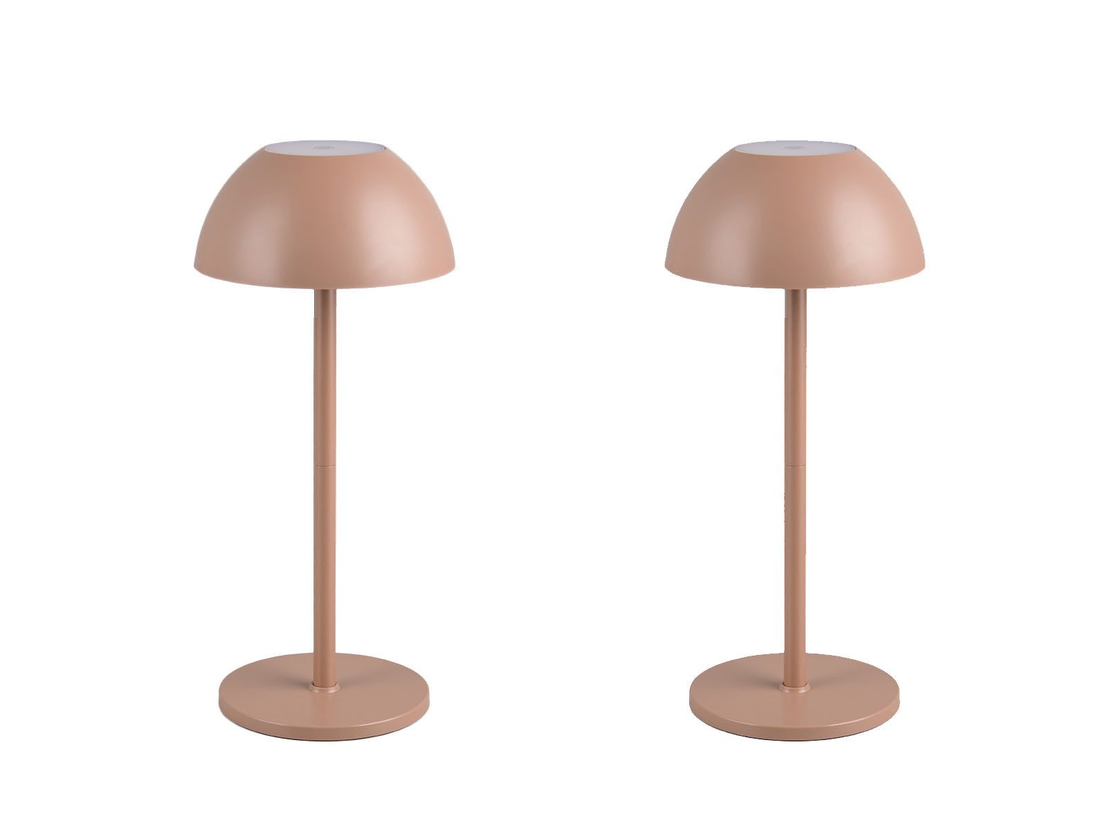 Reality Leuchten LED Außen-Tischleuchte, dimmbar, LED fest integriert, Warmweiß, 2er SET kabellos-e Akku Pilz-Lampen Outdoor, Coffee-Braun, 30cm klein