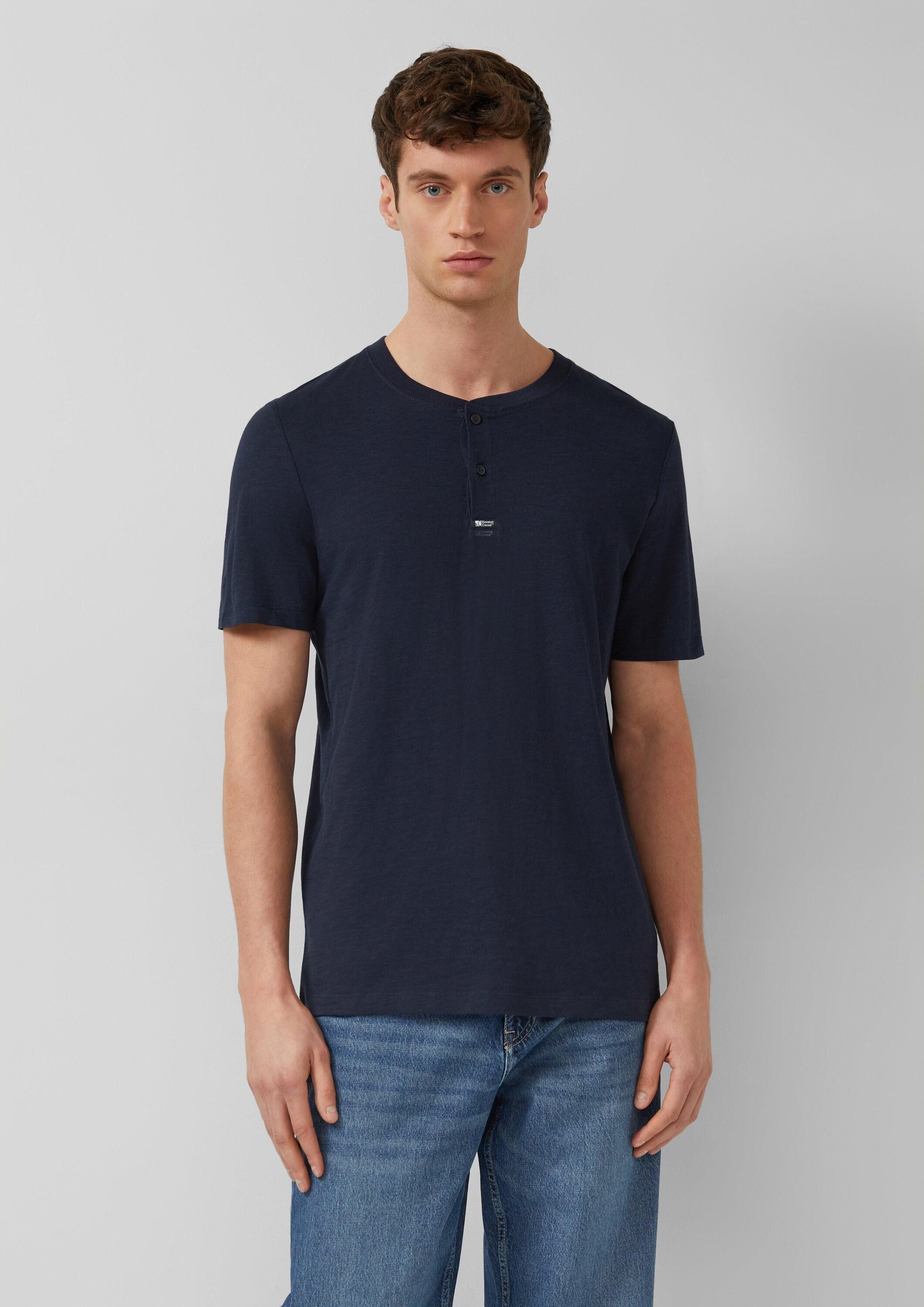s.Oliver Kurzarmshirt T-Shirt Henley-Shirt in Flammgarnstruktur
