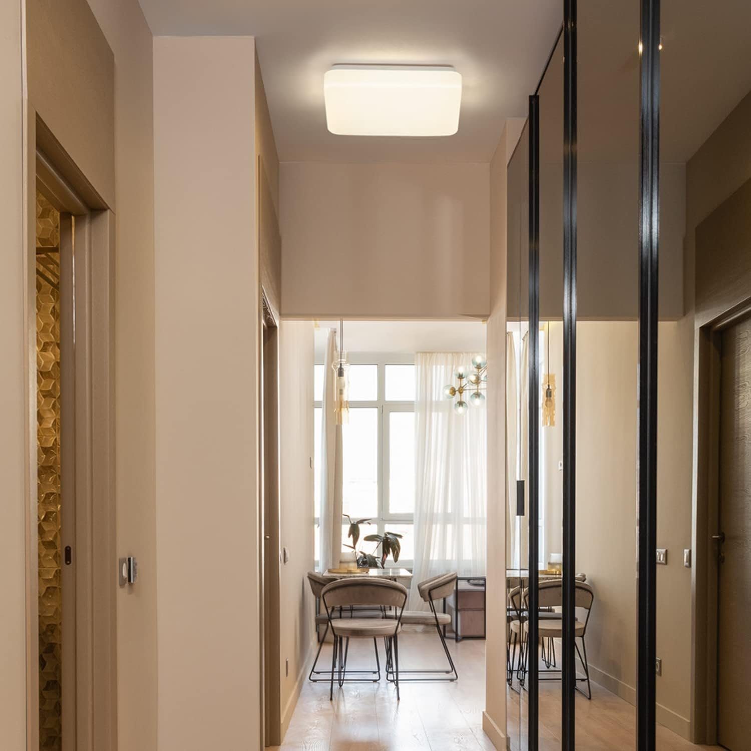 ZMH Deckenleuchte Modern klein 15W Schlafzimmer integriert, Büro, Küche Flurlampe Tageslichtweiß fest LED glitzer