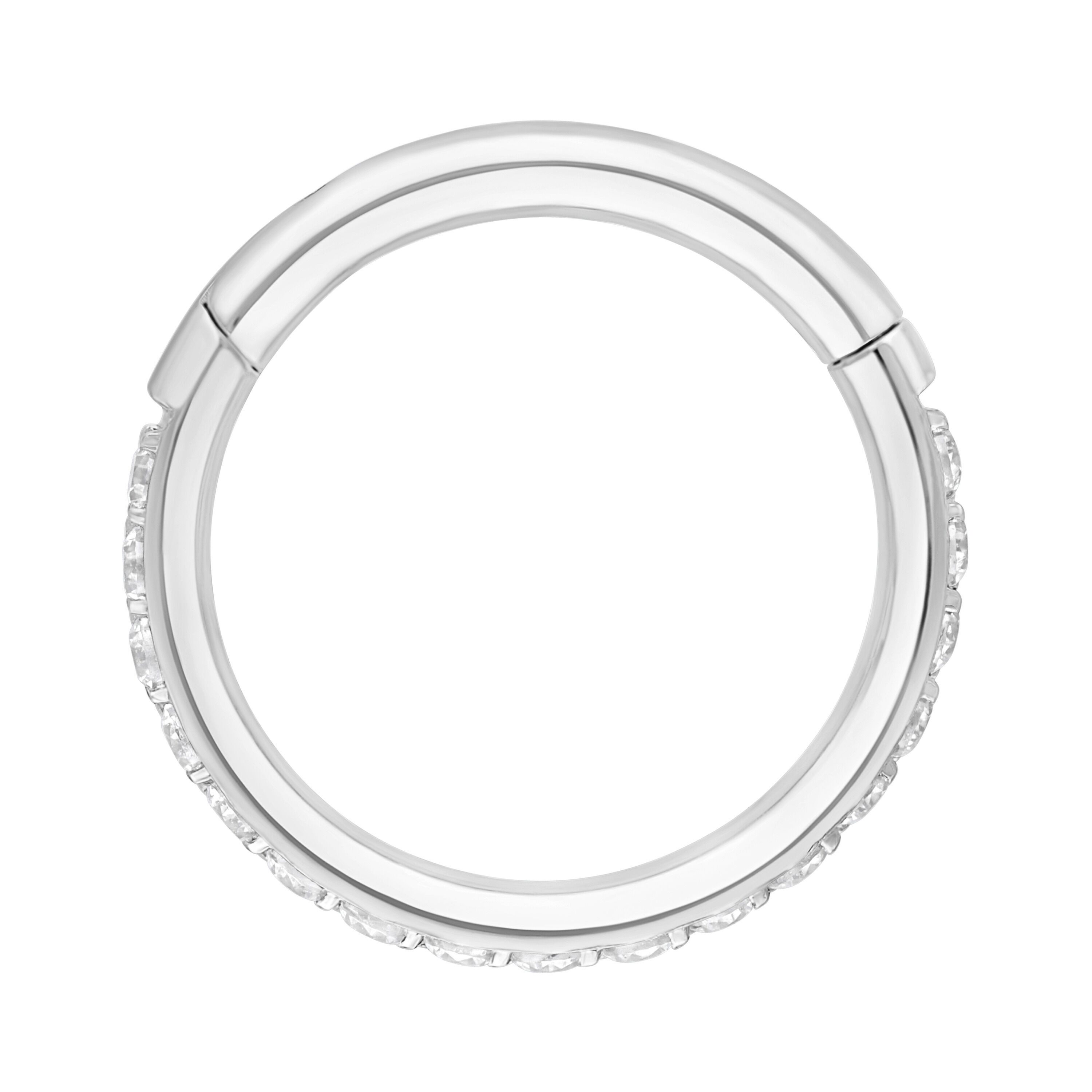 Wildcat Nasenpiercing Pave Set Crystals Conch Ring für Ohr, Nase, Lippe, Bauchnabel, 1 Stück, Chirurgenstahl 316L - wasserfest, hautverträglich, Silber-Weiß