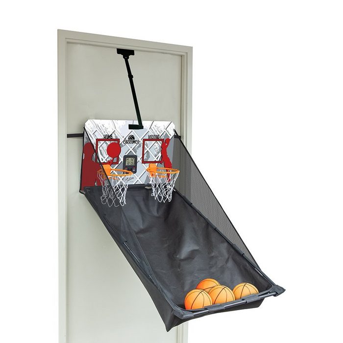 Carromco Basketballkorb Basketball-Arcade-Spiel - Wurfspiel für 1-2 Spieler mit vier Bällen Mini Basketball-Automat Basketballspiel zur Türmontage mit höhenverstellbarer Rückwand und elektronischem LCD-Zähler (1-St)