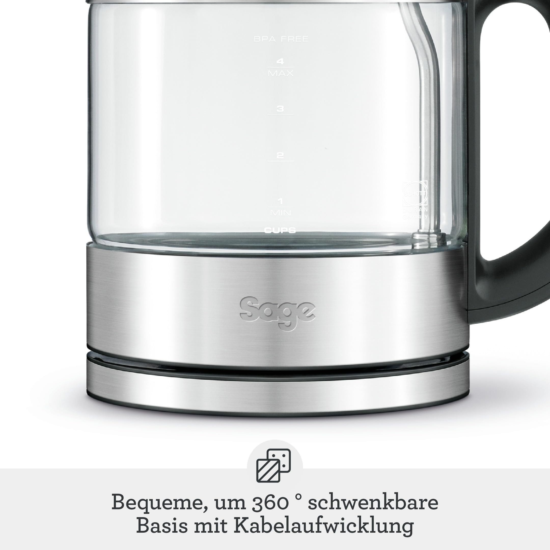 Sage Wasserkocher Sage Wasserkocher - the Compact Kettle Pure, edelstahl