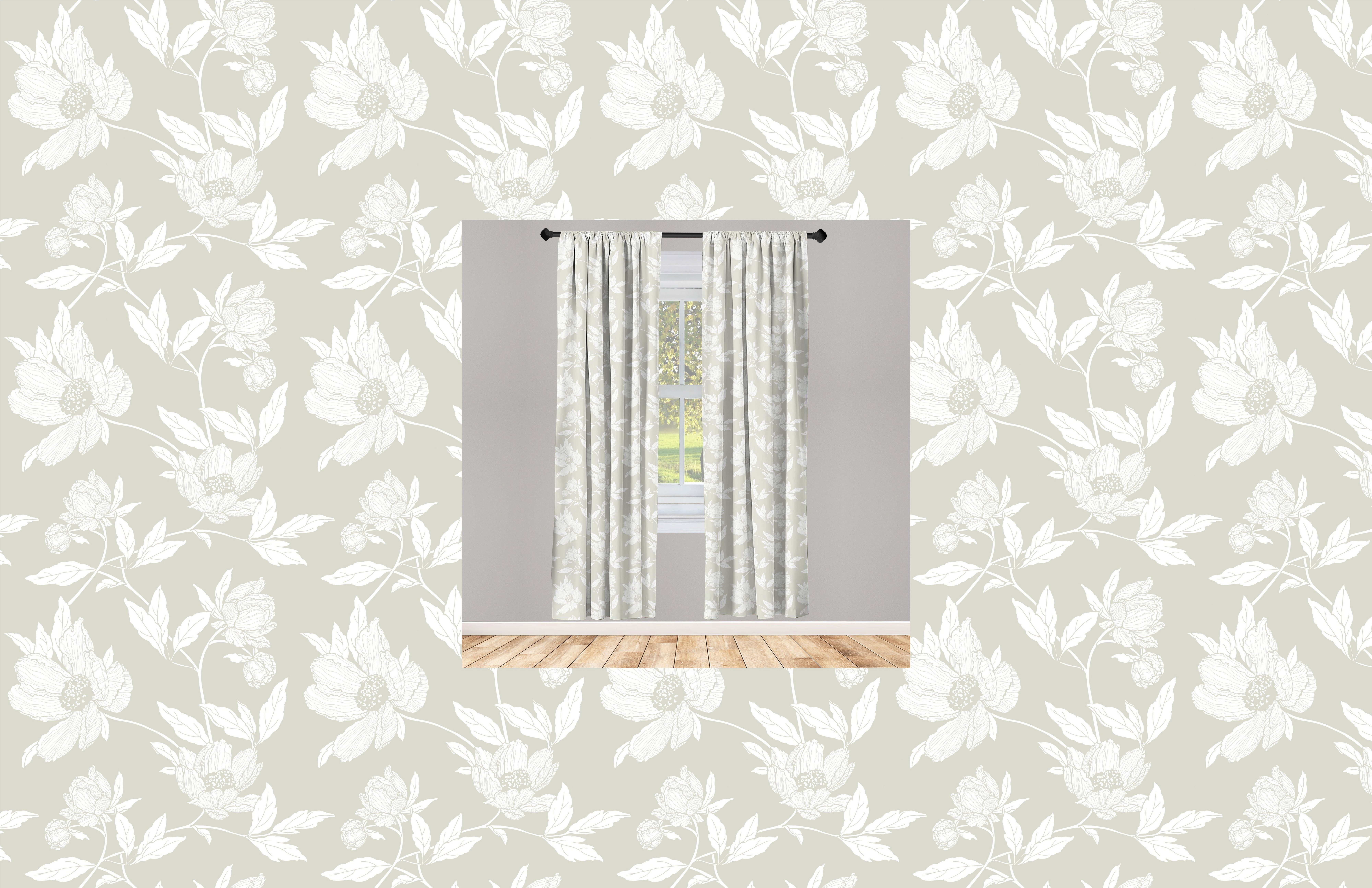 Gardine Vorhang für Wohnzimmer Schlafzimmer Dekor, Abakuhaus, Microfaser, Blumen Weich tonte Blumensträuße