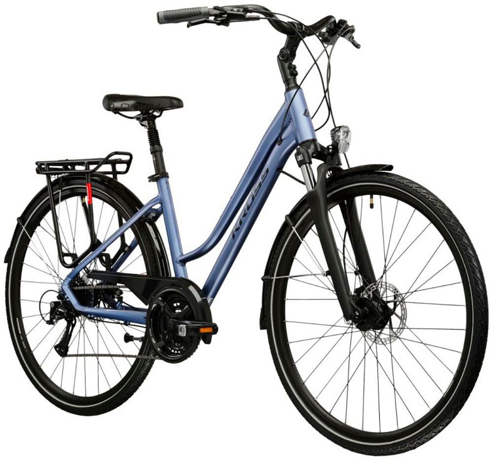 Kross Trekkingrad Damen-Trekkingrad 28" Trans 4.0 Blau 24 Gänge, 24 Gang Shimano ACERA M3020 Schaltwerk, Kettenschaltung