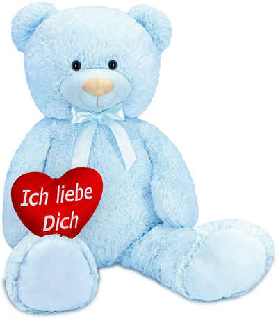 BRUBAKER Kuscheltier XXL Teddybär 100 cm groß mit Ich Liebe Dich Herz (Valentinstagsgeschenk, 1-St), großer Teddy Bär, Stofftier Plüschtier