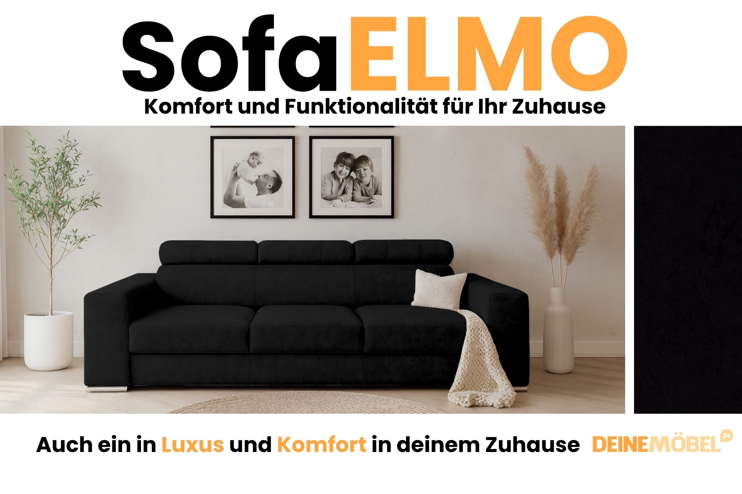 Deine Möbel 24 Sofa Couch 3-Sitzer / 4-Sitzer ELMO, mit Schlaffunktion