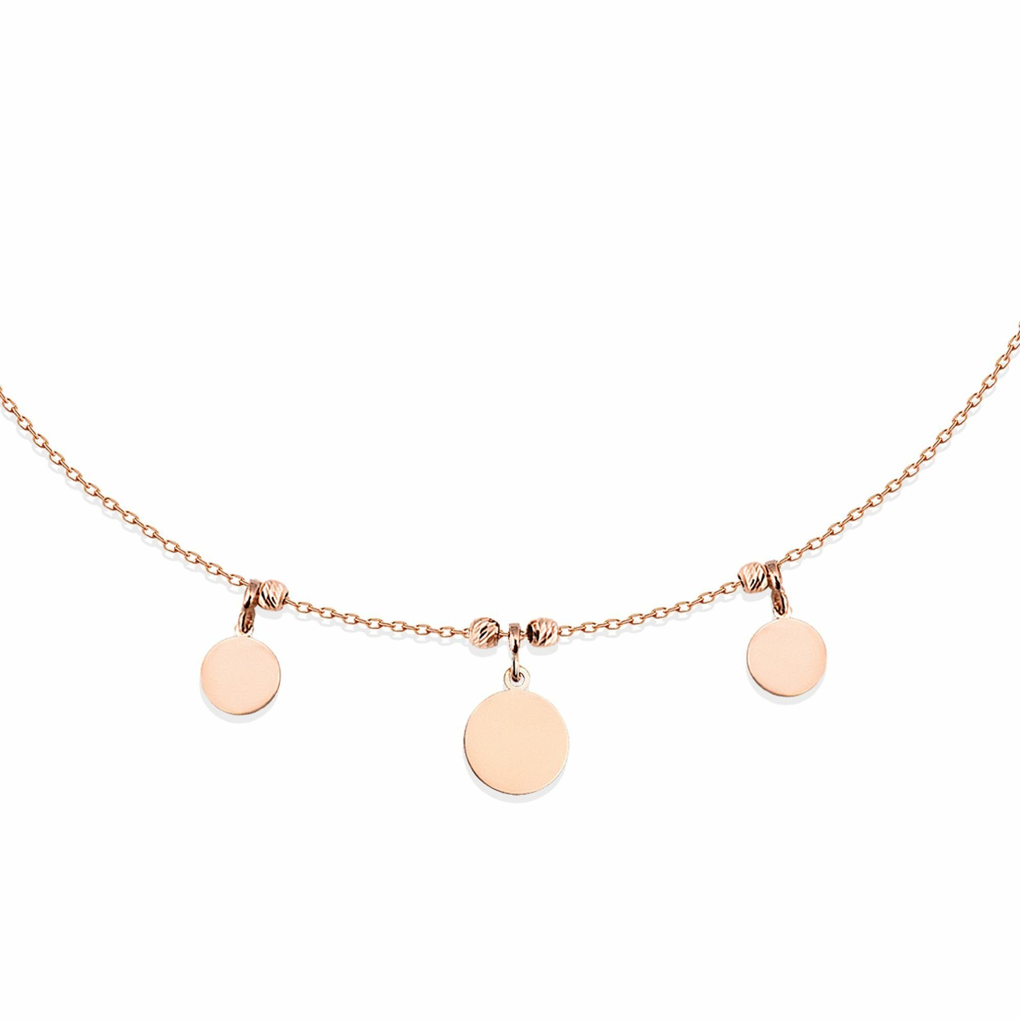 dKeniz Kette mit Anhänger 925/- Sterling Silber rosévergoldet runde Plättchenkette