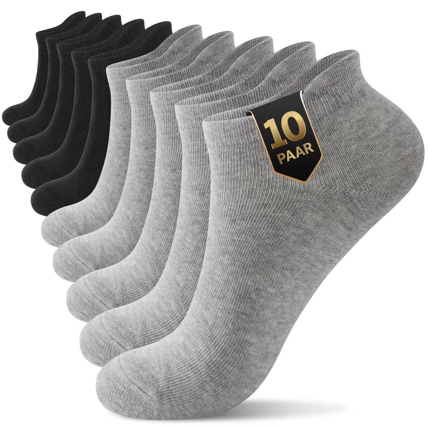 LuxusKollektion Sneakersocken Sneaker Socken 10 Paar Gekämmte Baumwolle