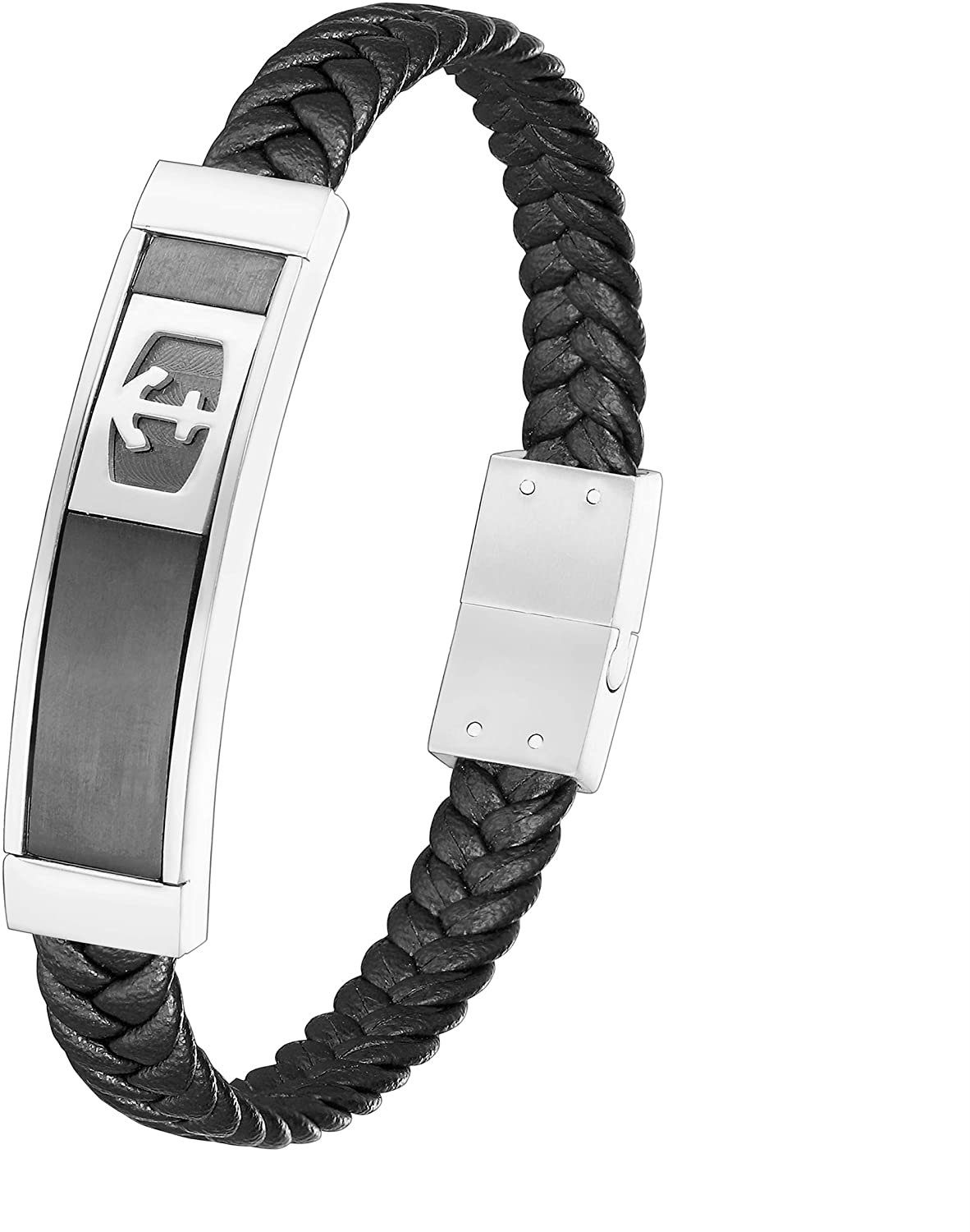 Karisma Lederarmband Karisma Männer Klassiches Lederarmband mit Edelstahl  Logo | Edelstahlarmbänder