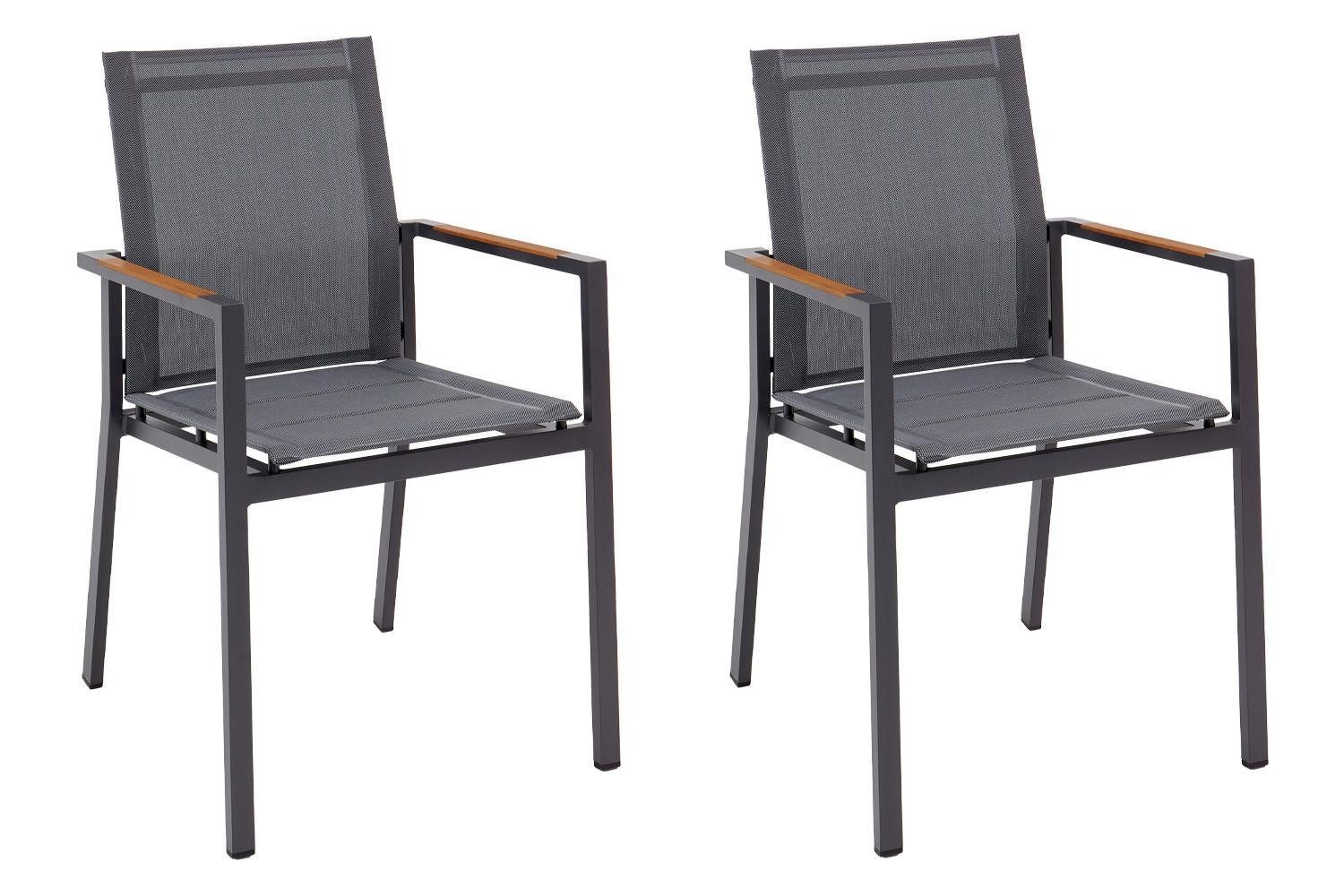 Outdoor Gartenstuhl ALINE, Textilen, Aluminium, Anthrazit, Grau, (Set, 4 St), stapelbar