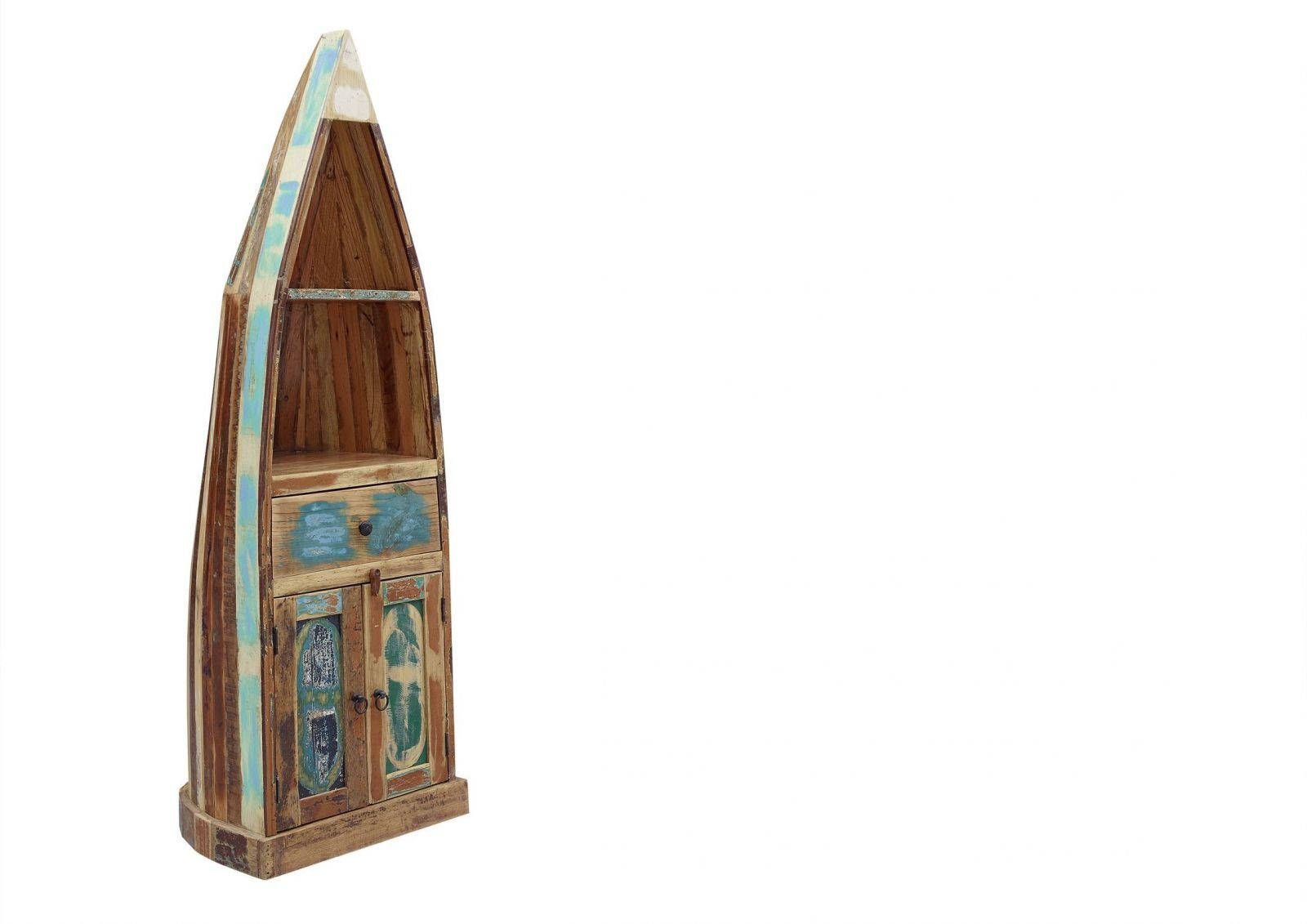 Massivmoebel24 Bücherregal, 1-tlg., Regal Boot Indisches Altholz lackiert N günstig online kaufen