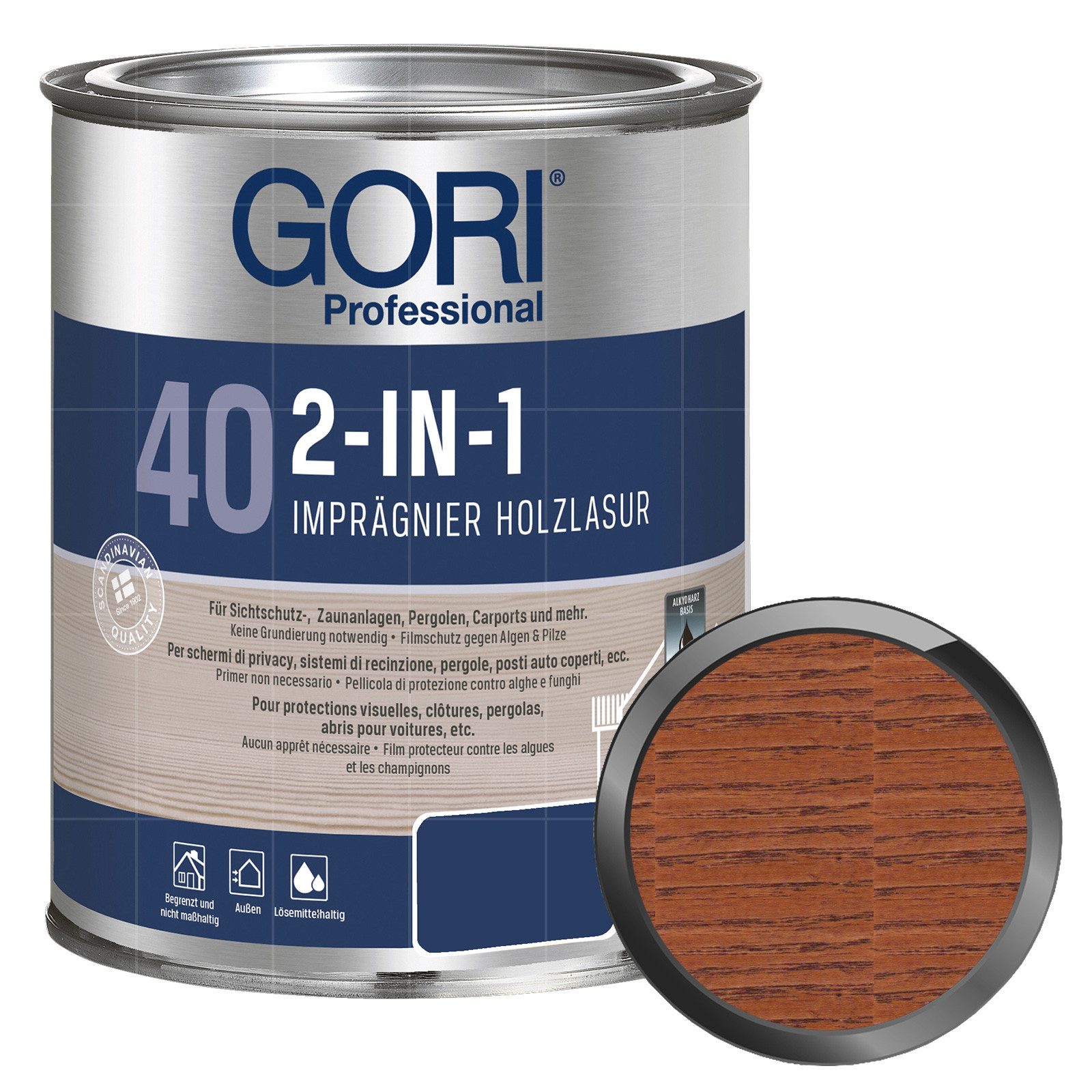 GORI Holzschutzlasur 40 2in1 Imprägnier Holzlasur - 0.75 Ltr
