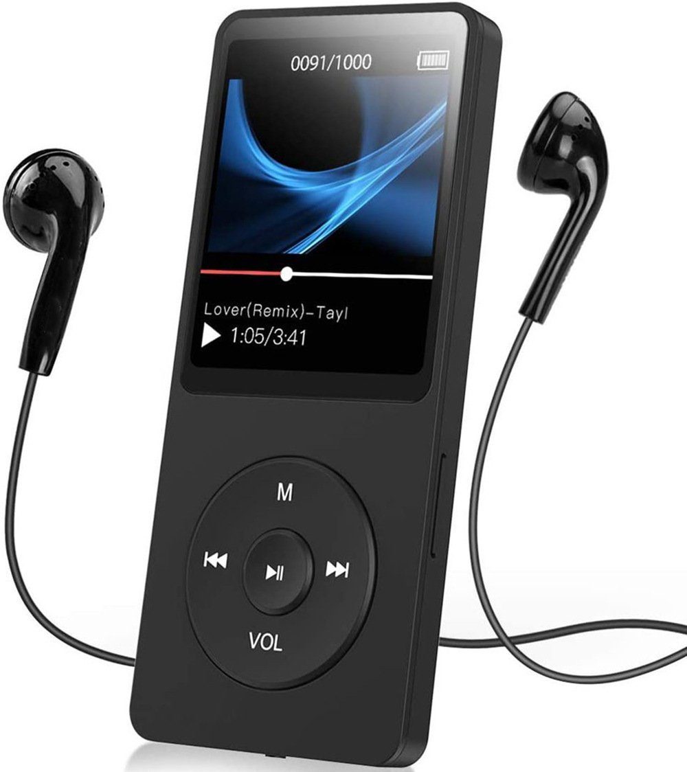 Housruse 64GB MP3 Player Bluetooth 5.0 mit 1,8Zoll TFT Farbbildschirm, HiFi  Musik Player mit Lautsprecher, Touch-Tasten, FM-Radio, E-Book,  Aufnahme,Schwarz« MP3-Player MP3-Player