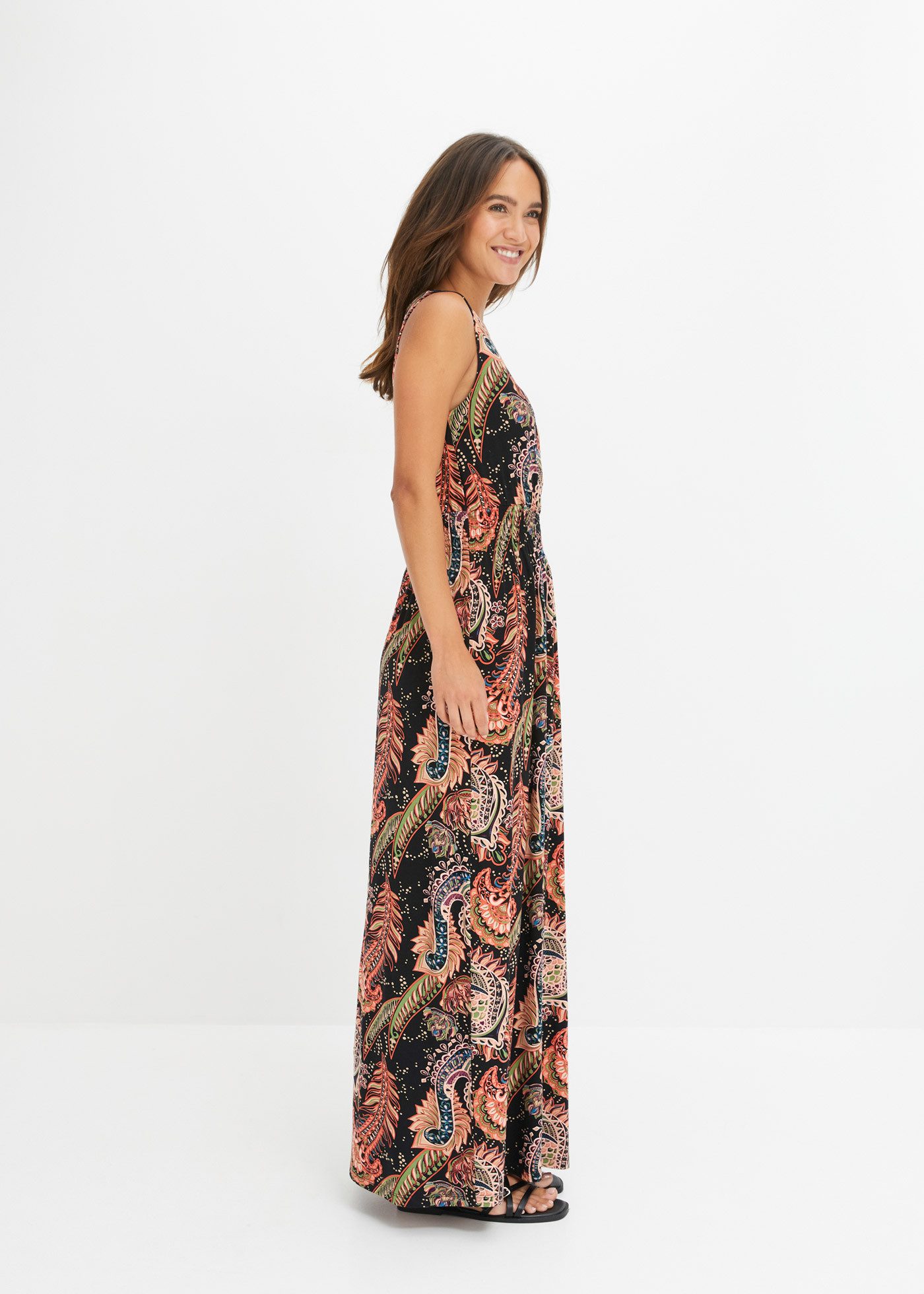 bonprix Maxikleid aus Viskose und Elasthan, ausgestellte Passform, ärmellos – Bild 3 von 5