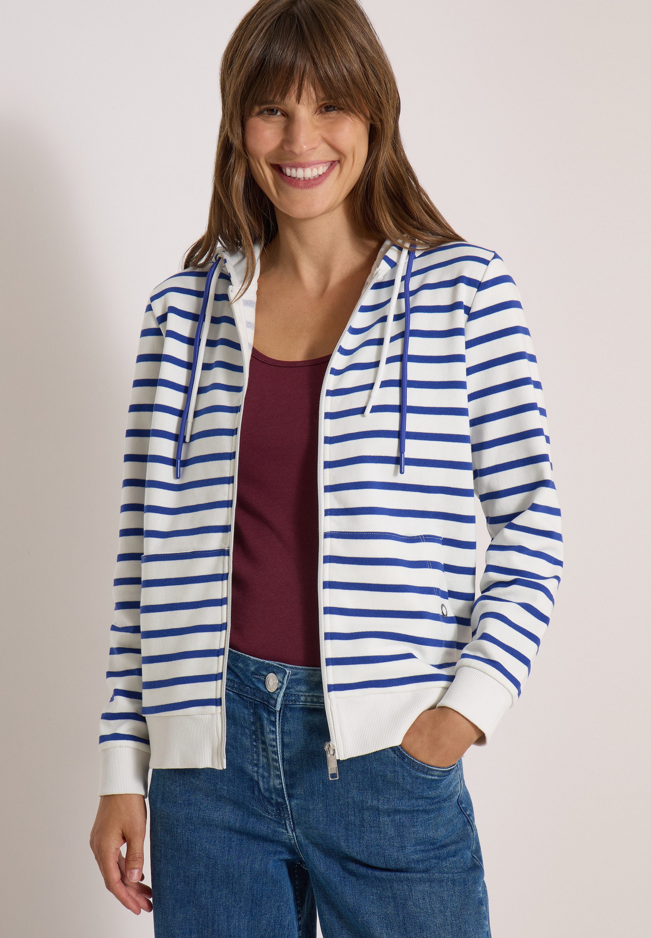 CECIL Langarmshirt mit Kapuze mit Tunnelzugband