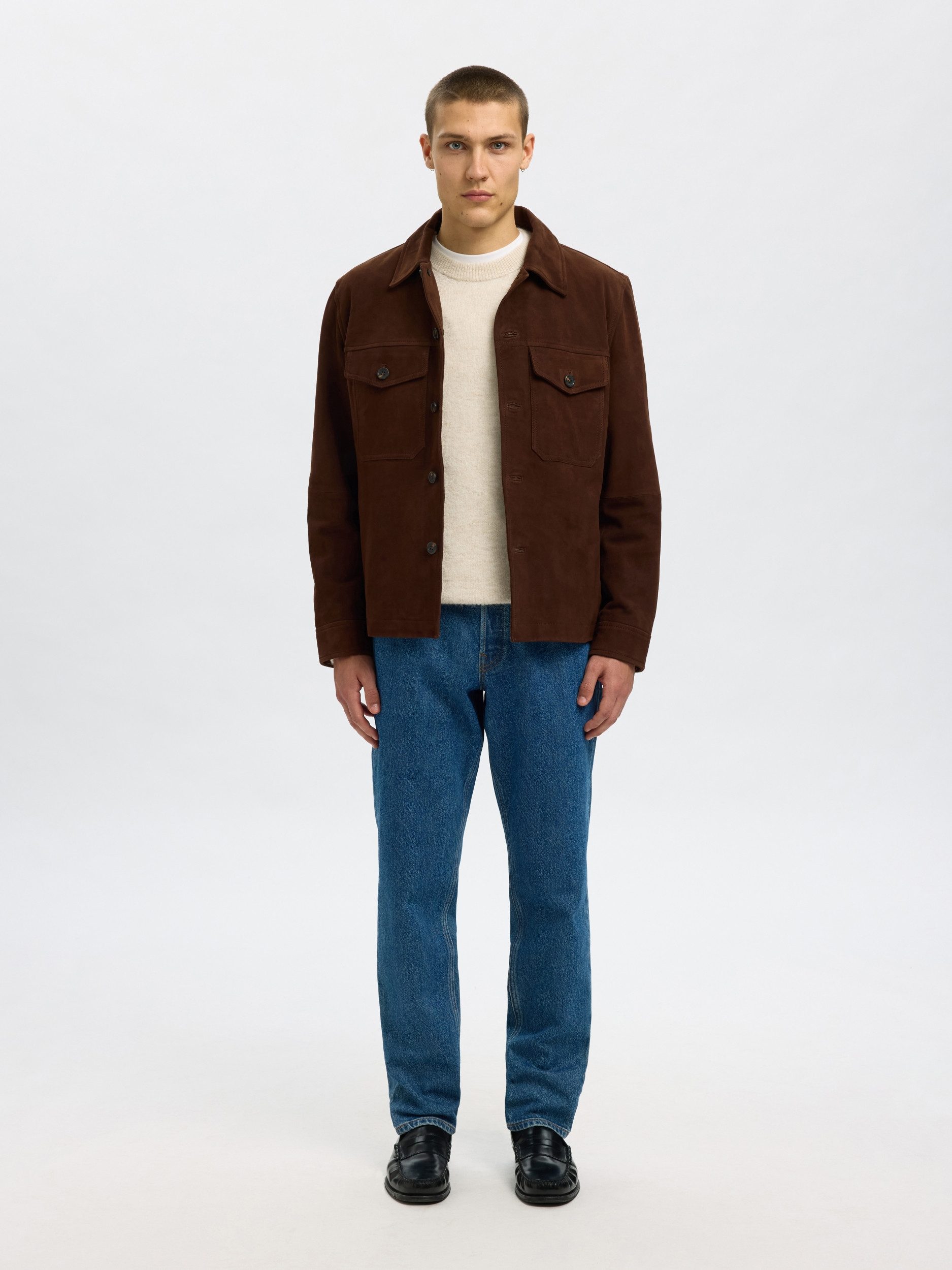 SELECTED HOMME Outdoorjacke SLHTHOM SUEDE OVERSHIRT NOOS