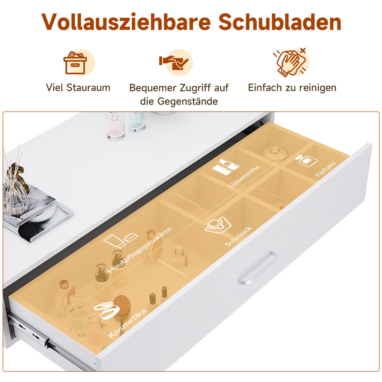 SONNI Schminktisch Schminktischkombination,Schminktisch,Lagerregal