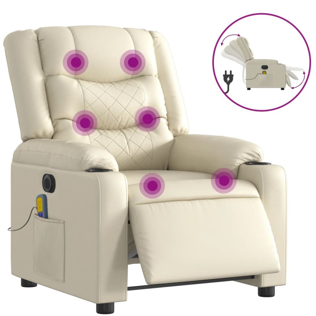 vidaXL Sessel Massagesessel Elektrisch Creme Kunstleder günstig online kaufen