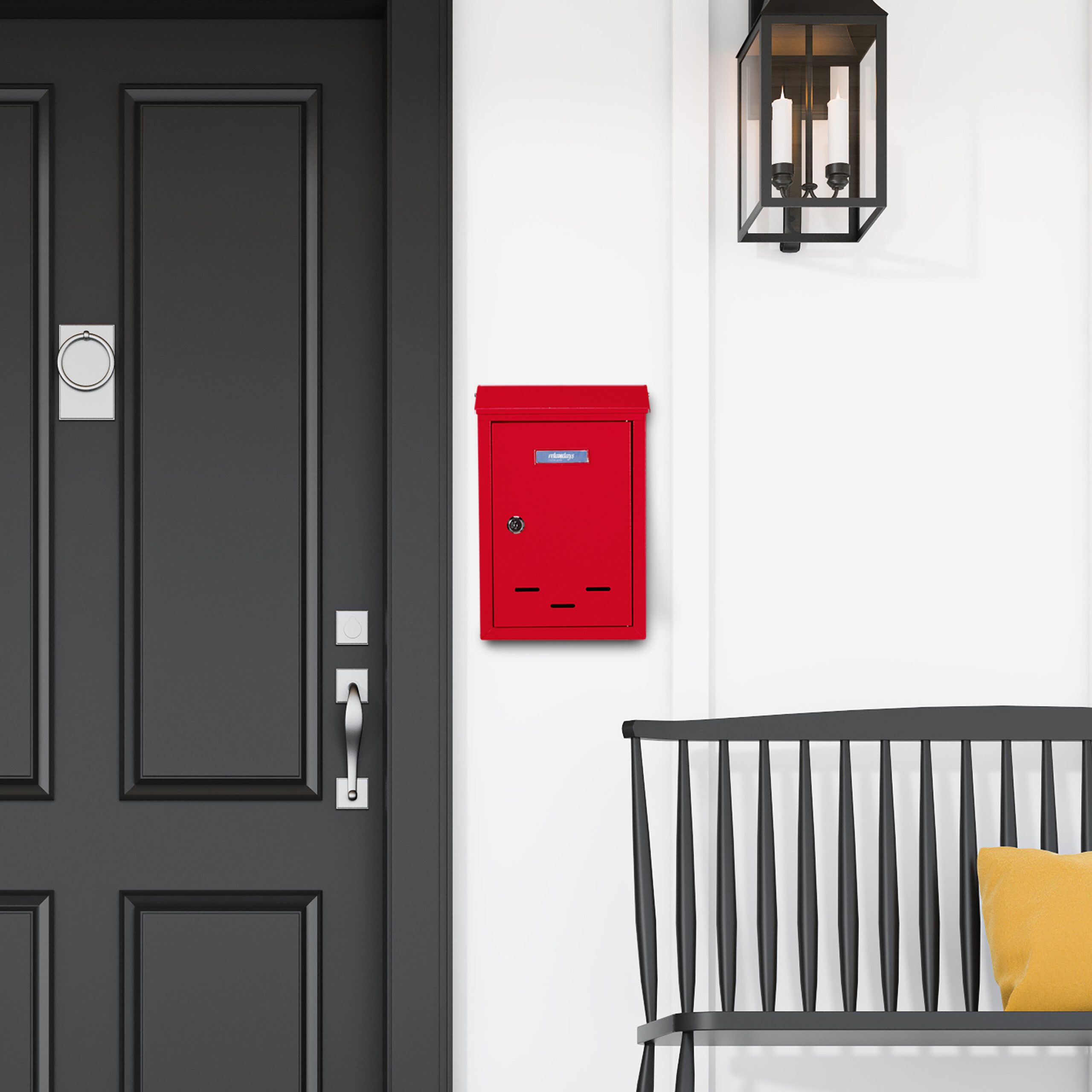 relaxdays Briefkasten mit Namensschild, Rot günstig online kaufen