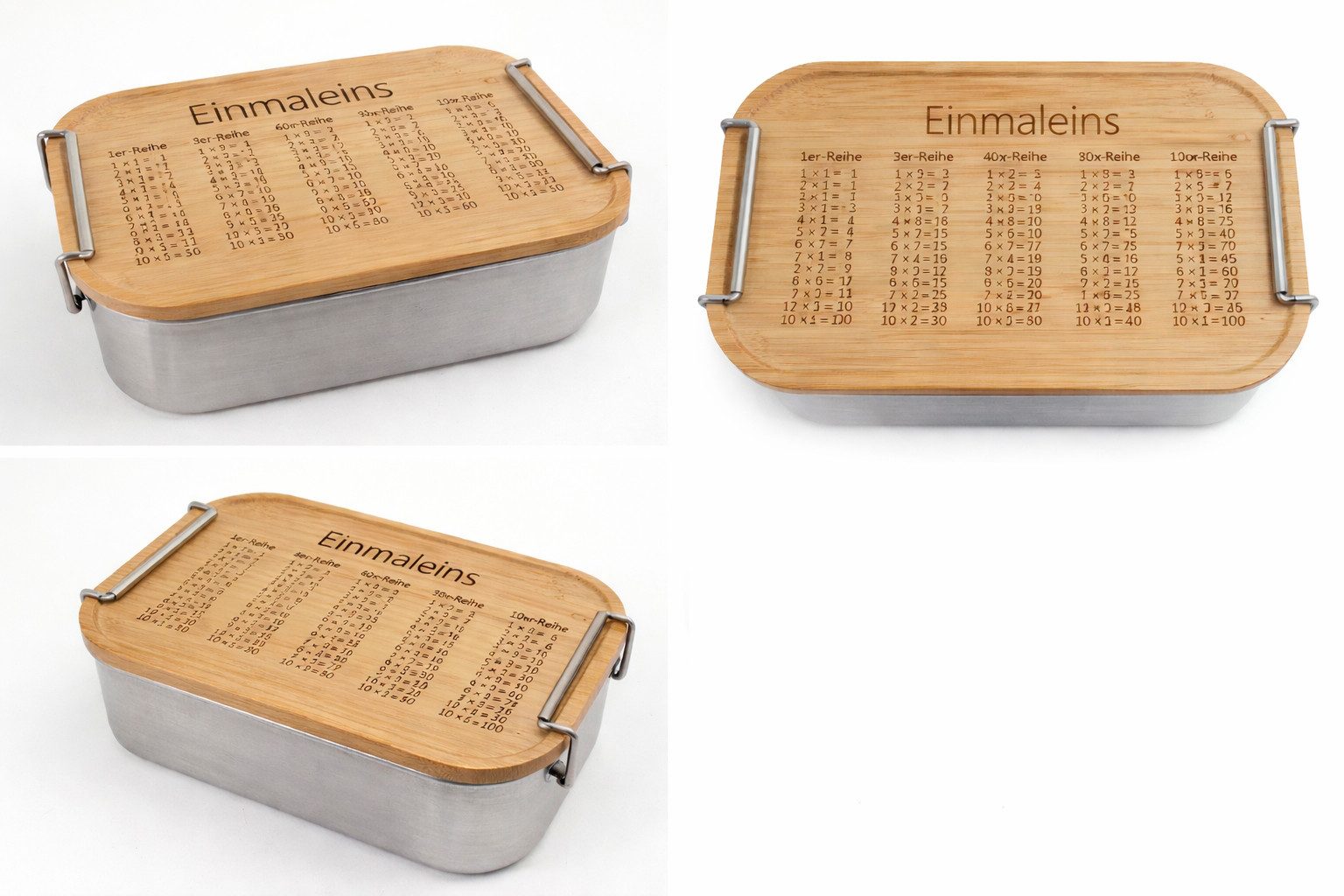 Origin Outdoors Lunchbox Edelstahl-Lunchbox mit Einmaleins-Gravur – Lern-Brotdose, Edelstahl, (Brotdose zum Rechnen-Lernen), mit "Einmaleins" Gravur