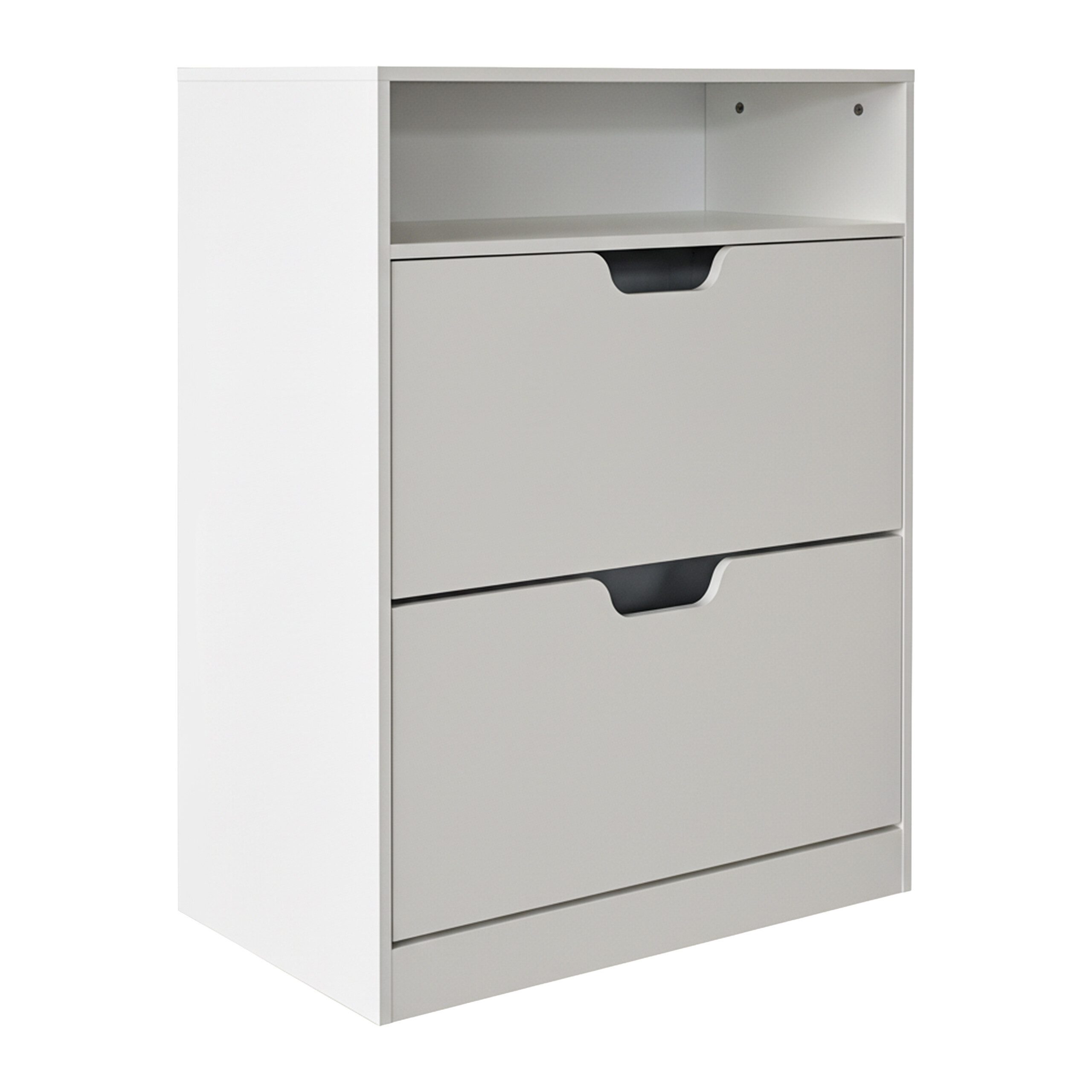 relaxdays Schuhkipper Schuhschrank Kipper mit offenem Fach, weiss