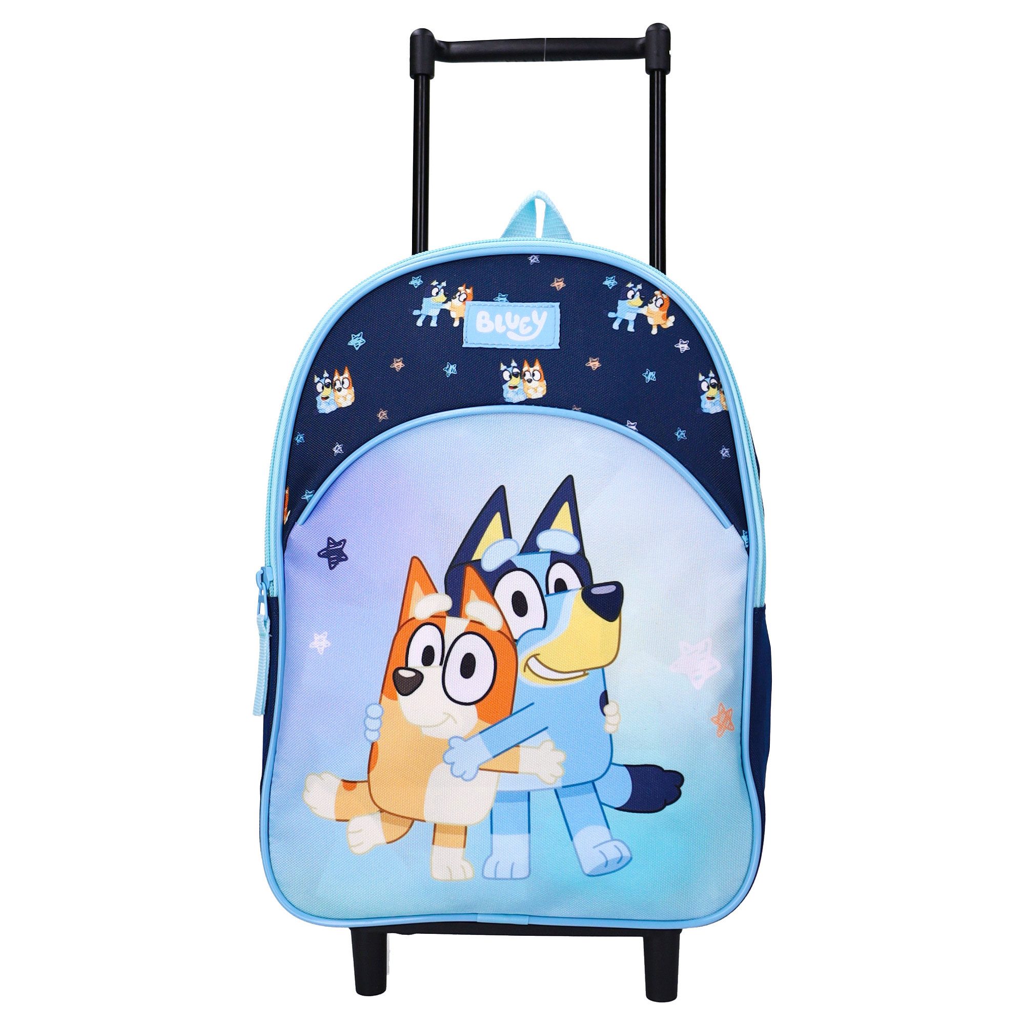Bluey Rucksack Smoochy Kiss Trolley Kinder Schule Reisetasche mit Rollen (Packung)
