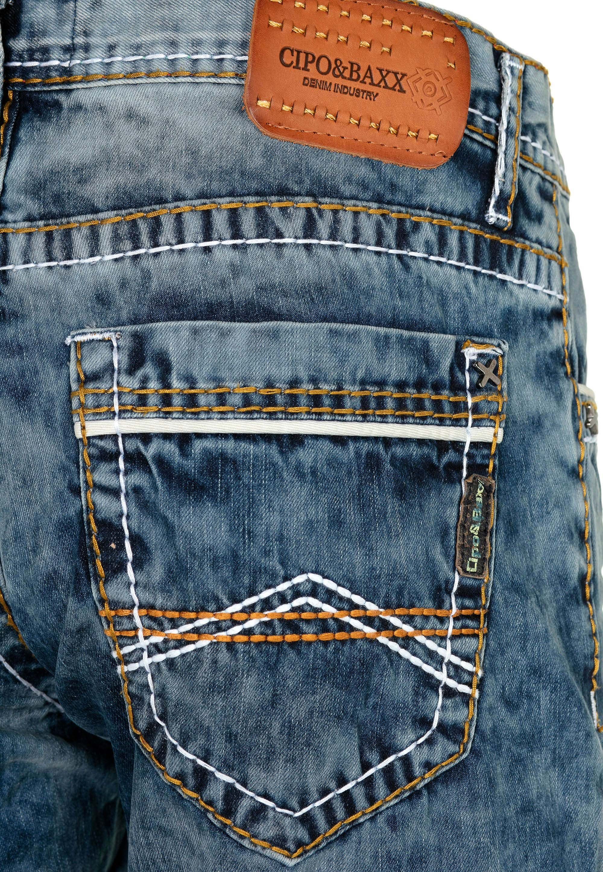 Bequeme Cipo Fit in Jeans Kontrastnähten Baxx mit & Straight