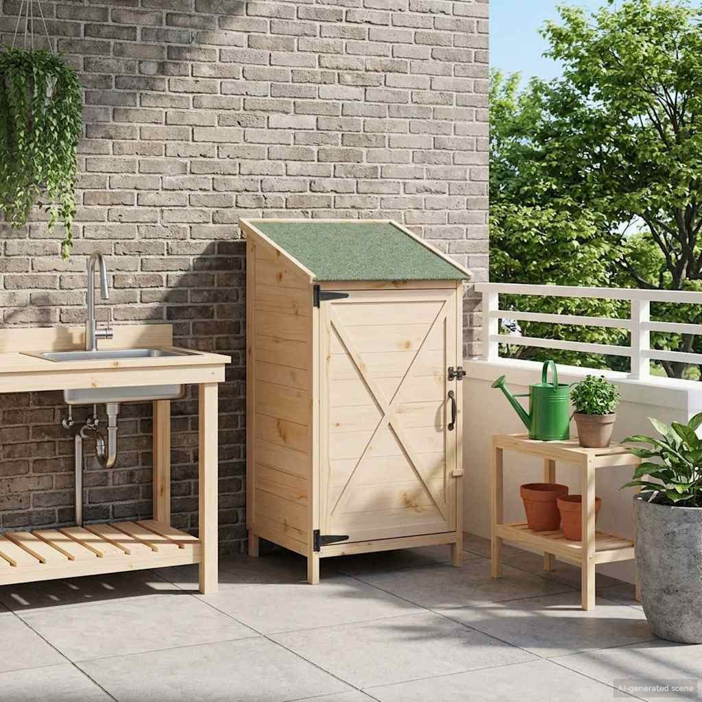 vidaXL Gartenhaus Gartenschuppen Natur 59,5 x 56 x 113,5 cm Massivholz aus Fichte – Bild 3 von 5