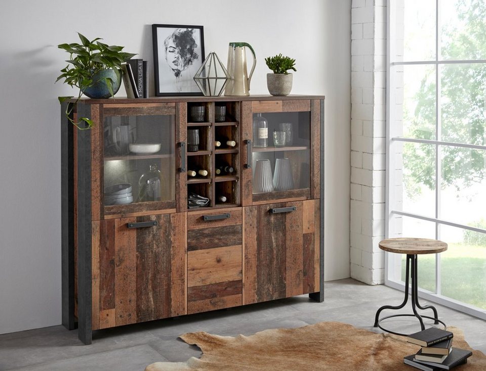 FORTE Highboard, Breite 151 cm, Schubladen auf Metallauszügen