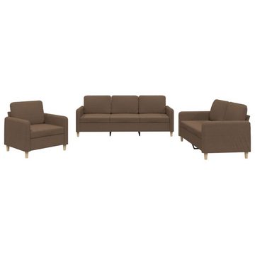 vidaXL Sofa 3-tlg. Sofagarnitur mit Kissen Braun Stoff