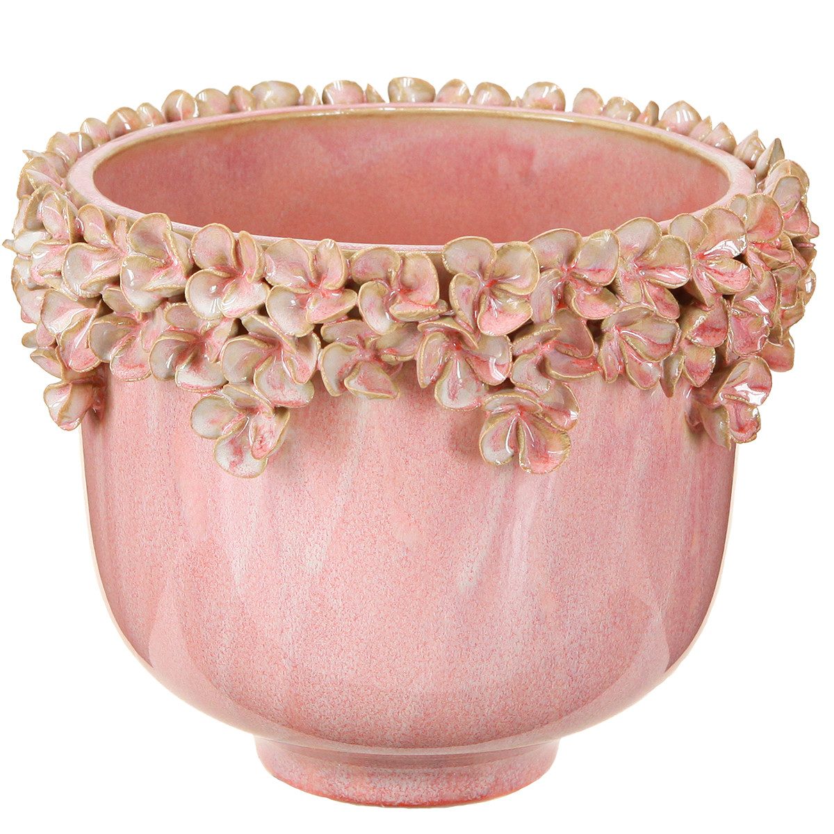 Viana Übertopf Keramik Blumentopf Rosa Blütenrand günstig online kaufen