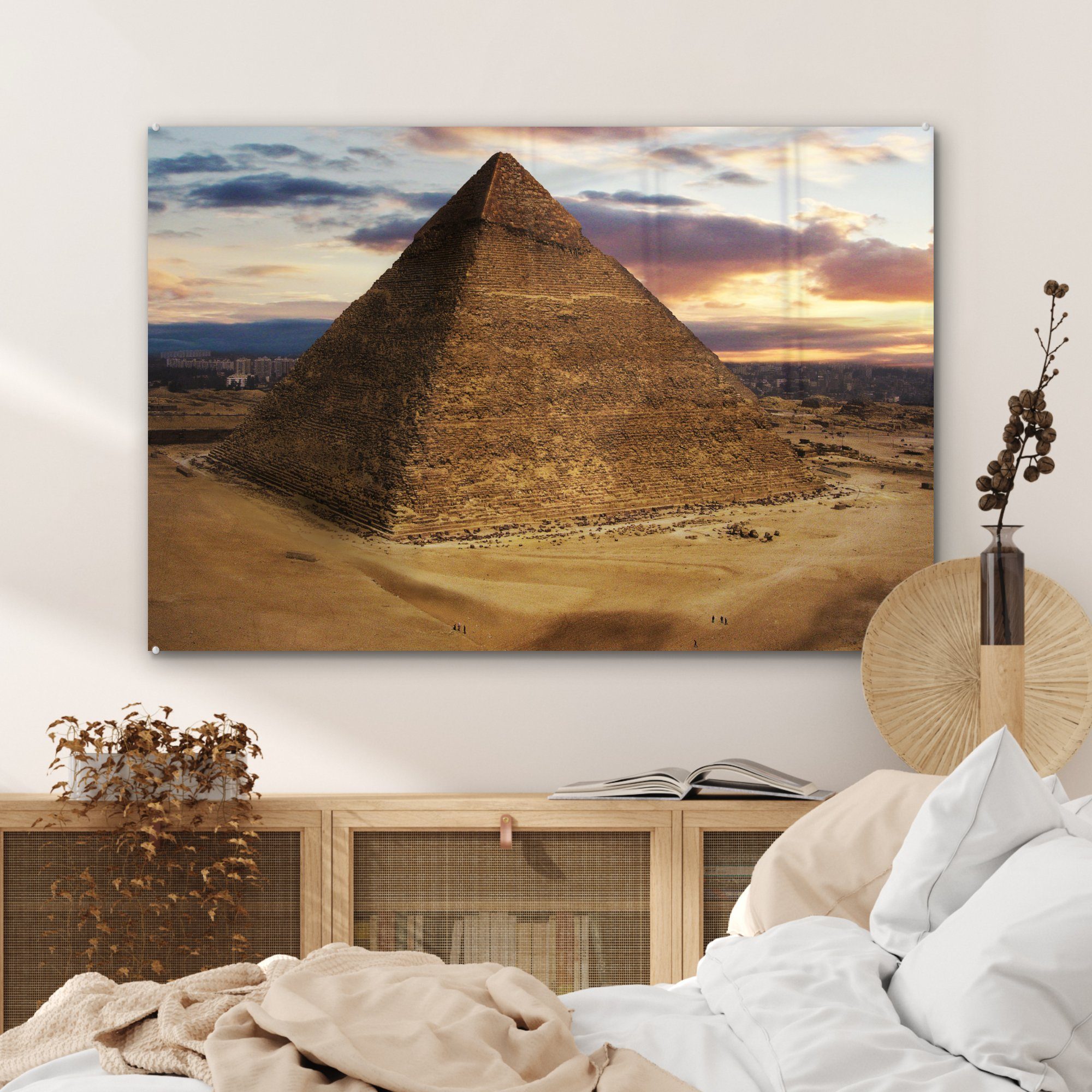 Die Schlafzimmer Wohnzimmer Gizeh vor St), Pyramide Acrylglasbilder kurz & MuchoWow von Sonnenaufgang, Acrylglasbild (1