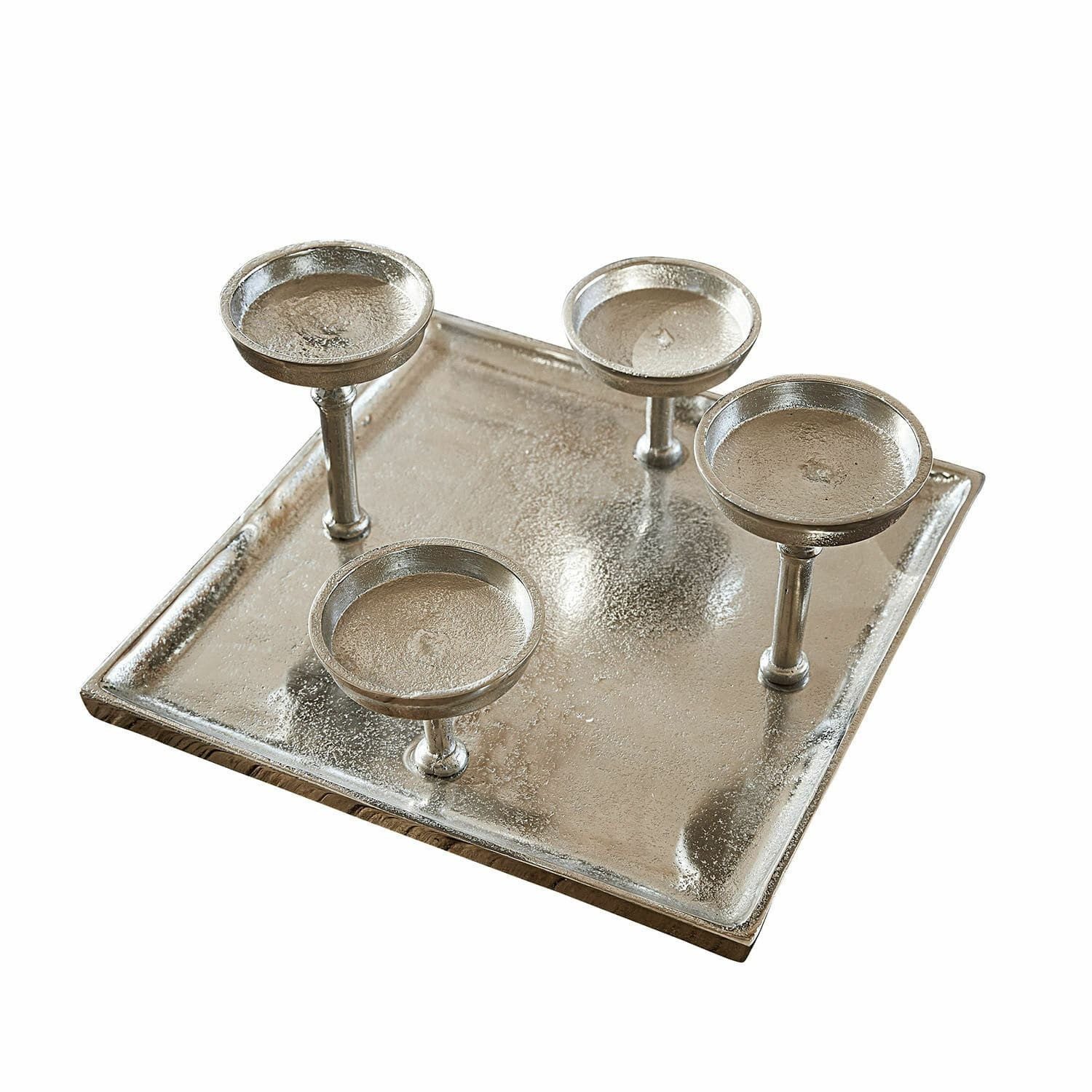 Mirabeau Kerzenständer Kerzentablett Carsic silber, stilvolles Interieur, Hochwertiger Aluguss, Kreativ zu dekorieren