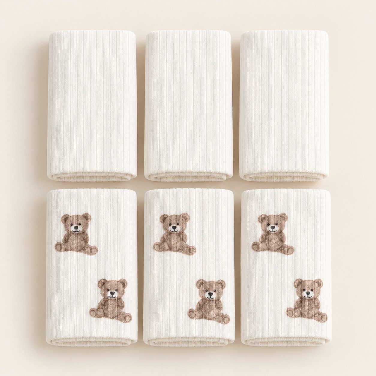 bistyle Spucktuch BabySpucktücher 6er Set, 20x20 cm, Bio-Baumwolle, kleinen Motiven, (6er Pack, 6-tlg), Basic