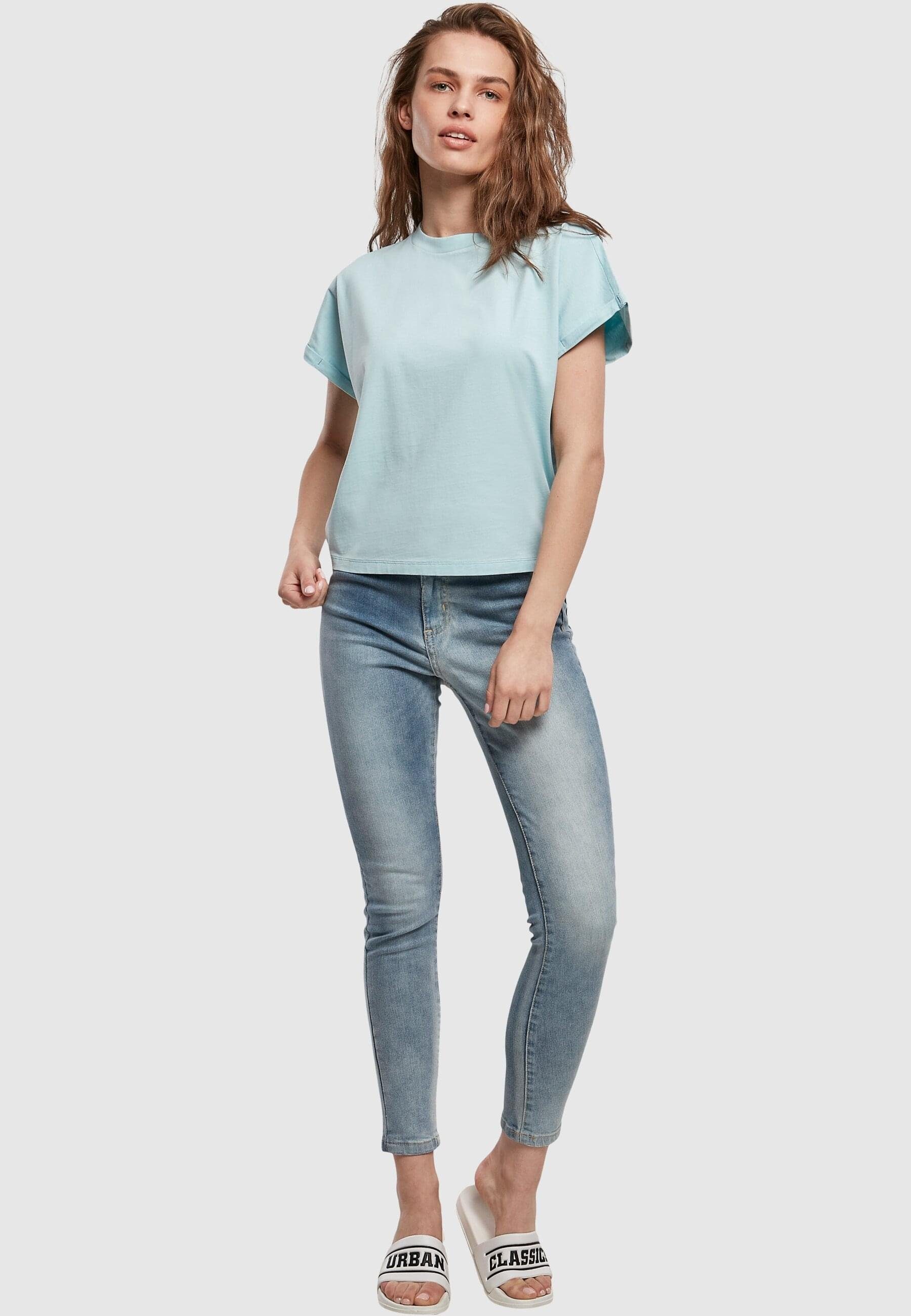 URBAN Cut seablue Dye Short Pigment On Sleeve Damen CLASSICS (1-tlg) Ladies Tee Strandshirt