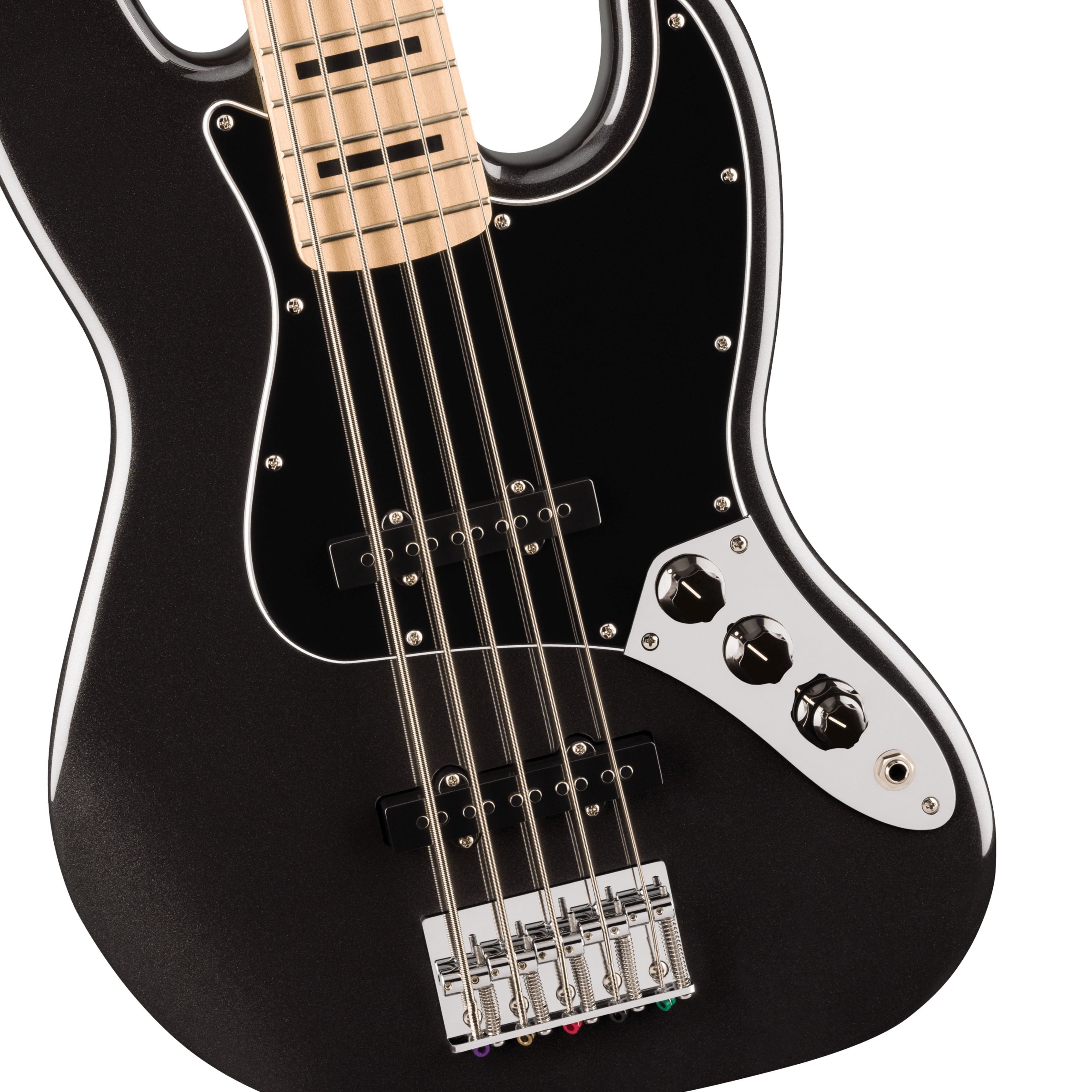 Squier E-Bass, E-Bässe, 5-Saiter E-Bässe, Affinity Active J-Bass V MN Black Metallic - E-Bass